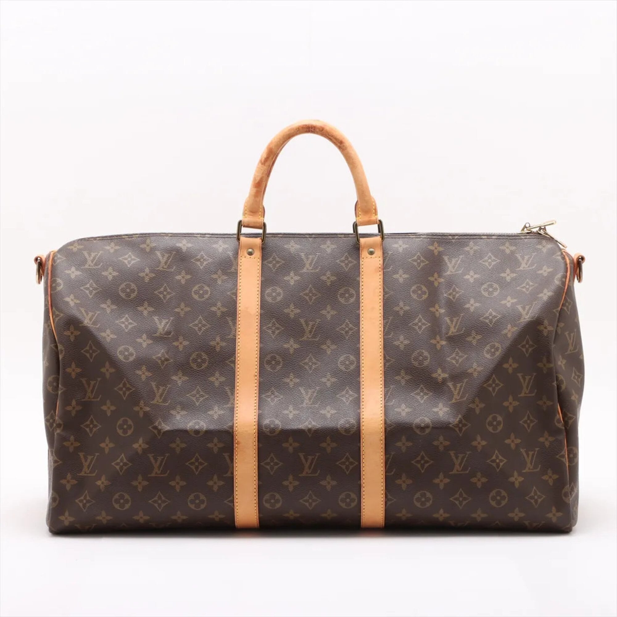 Louis Vuitton Brown Leather Coated Canvas Boston Bag Tote Bag (Pre-Owned)