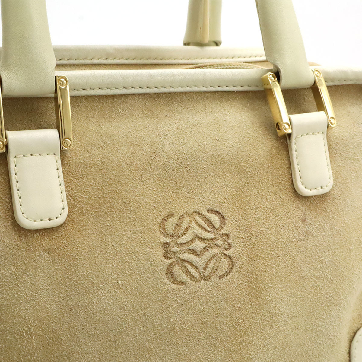 Loewe Amazona Beige Ivory Suede Leather Handbag (Pre-Owned)
