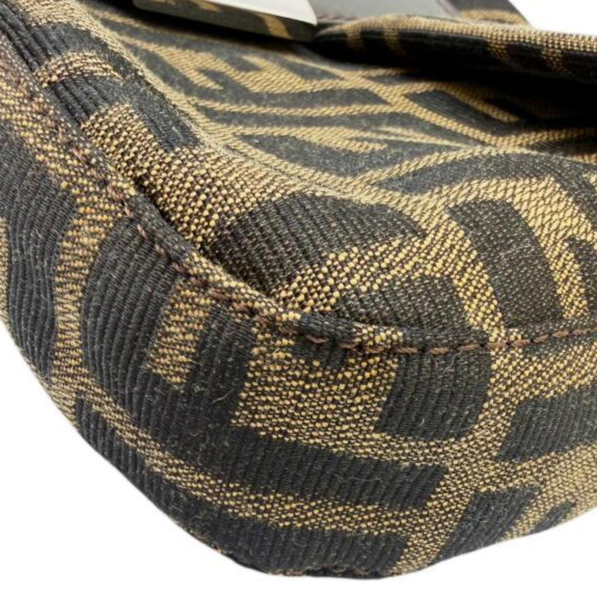 Fendi Brown Canvas Leather Handbag Pouch (Pre-Owned)