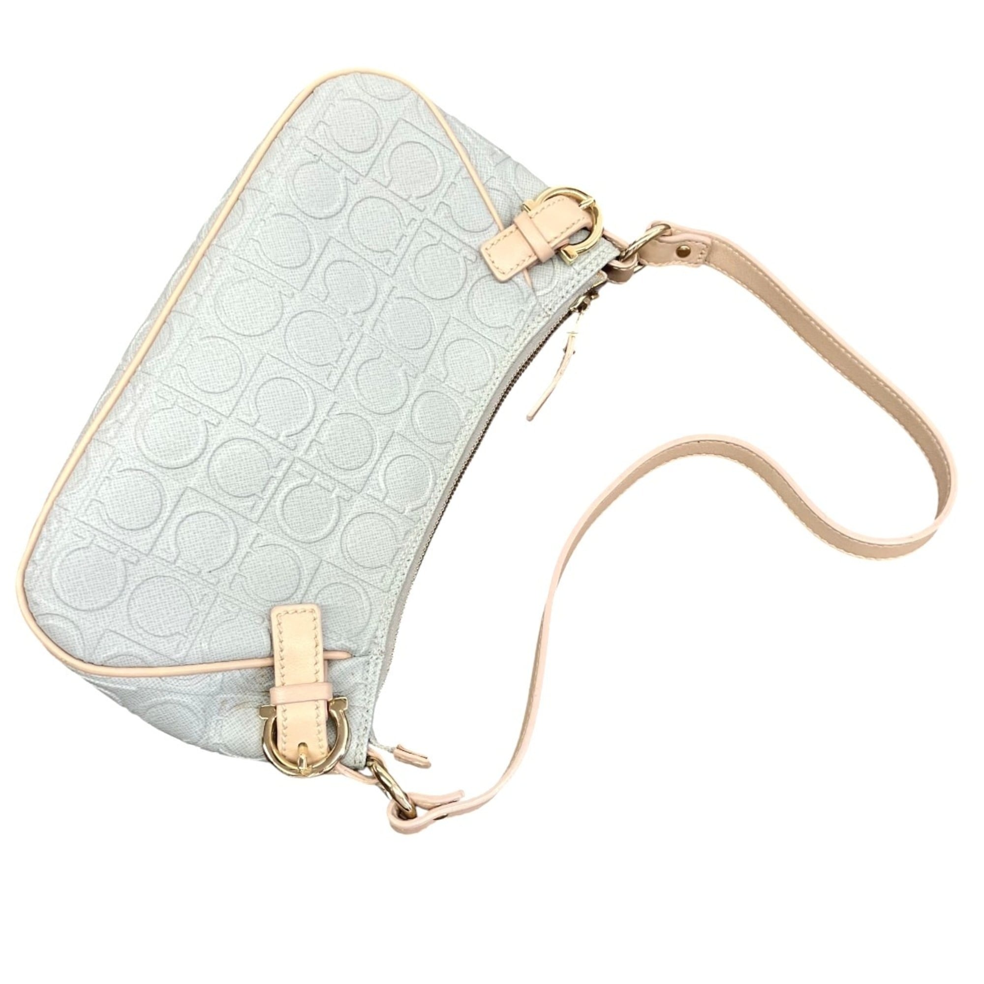 Salvatore Ferragamo Gray Leather Pvc Shoulder Bag (Pre-Owned)