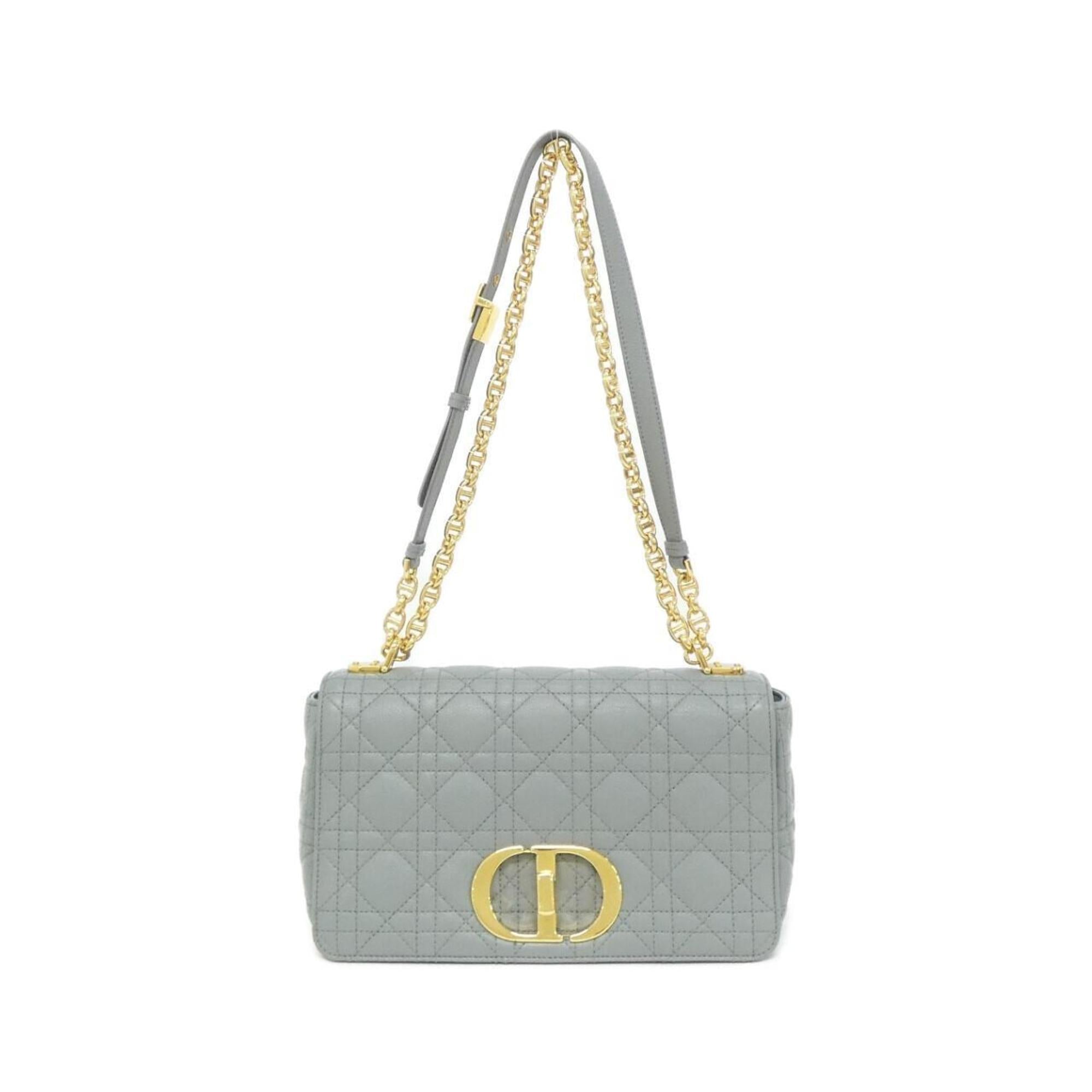 Christian Dior Gray Leather Shoulder Bag (Pre-Owned)