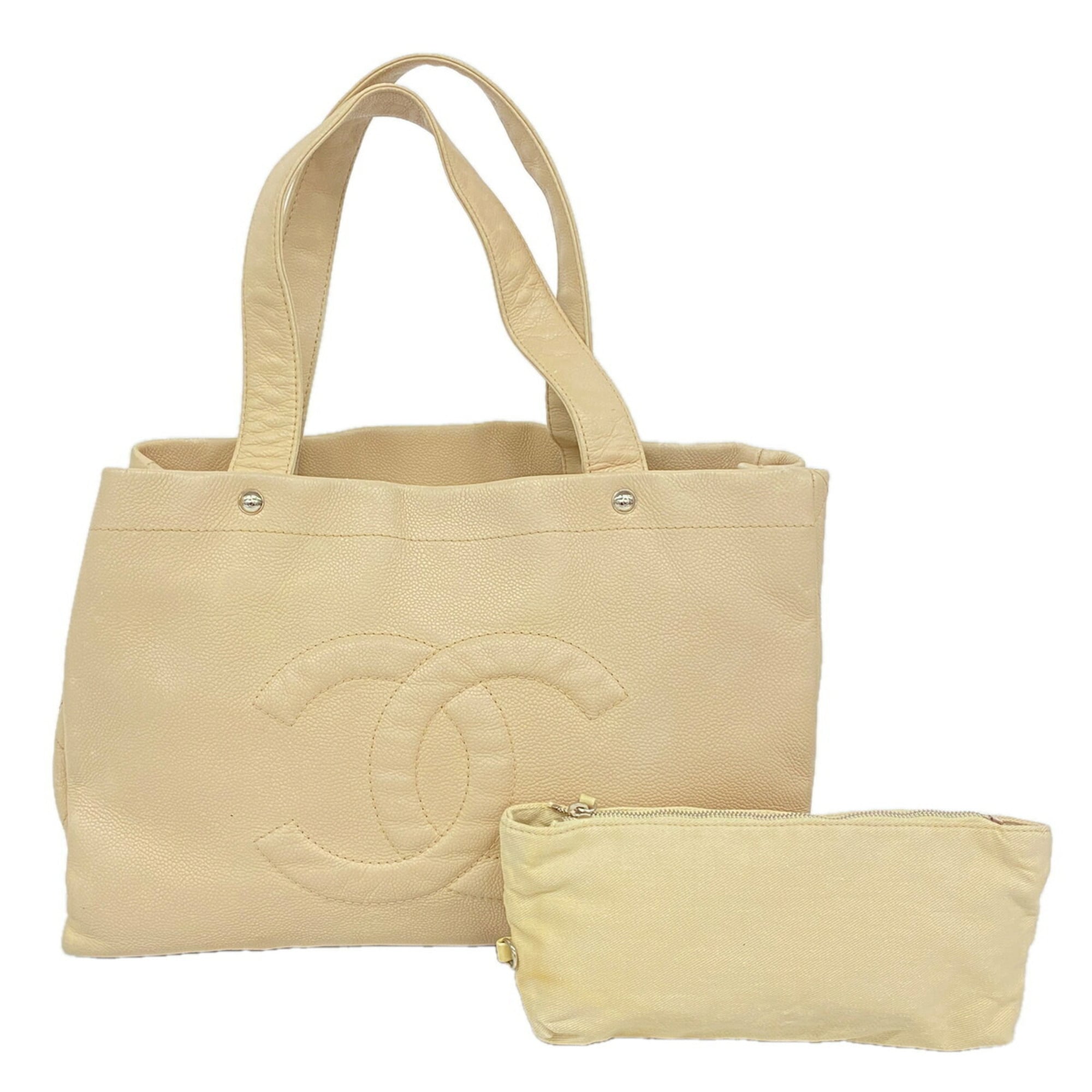 Chanel Beige Grained Calfskin Tote Bag (Pre-Owned)