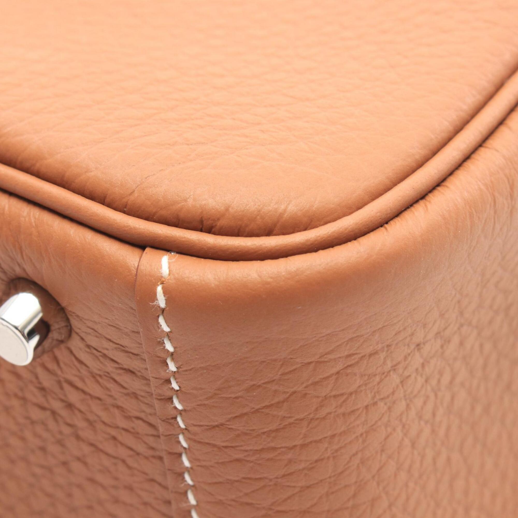 Hermes Brown Gold Taurillon Clemence Leather Leather Handbag Shoulder Bag (Pre-Owned)
