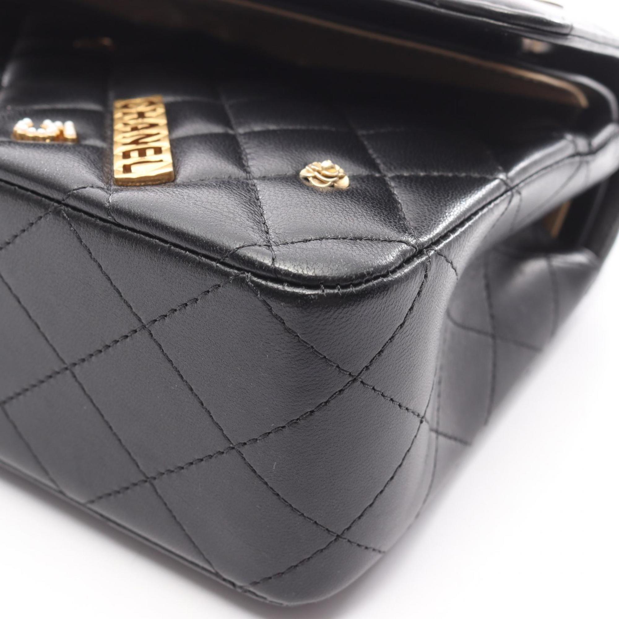 Chanel Black Leather Handbag Shoulder Bag (Pre-Owned)