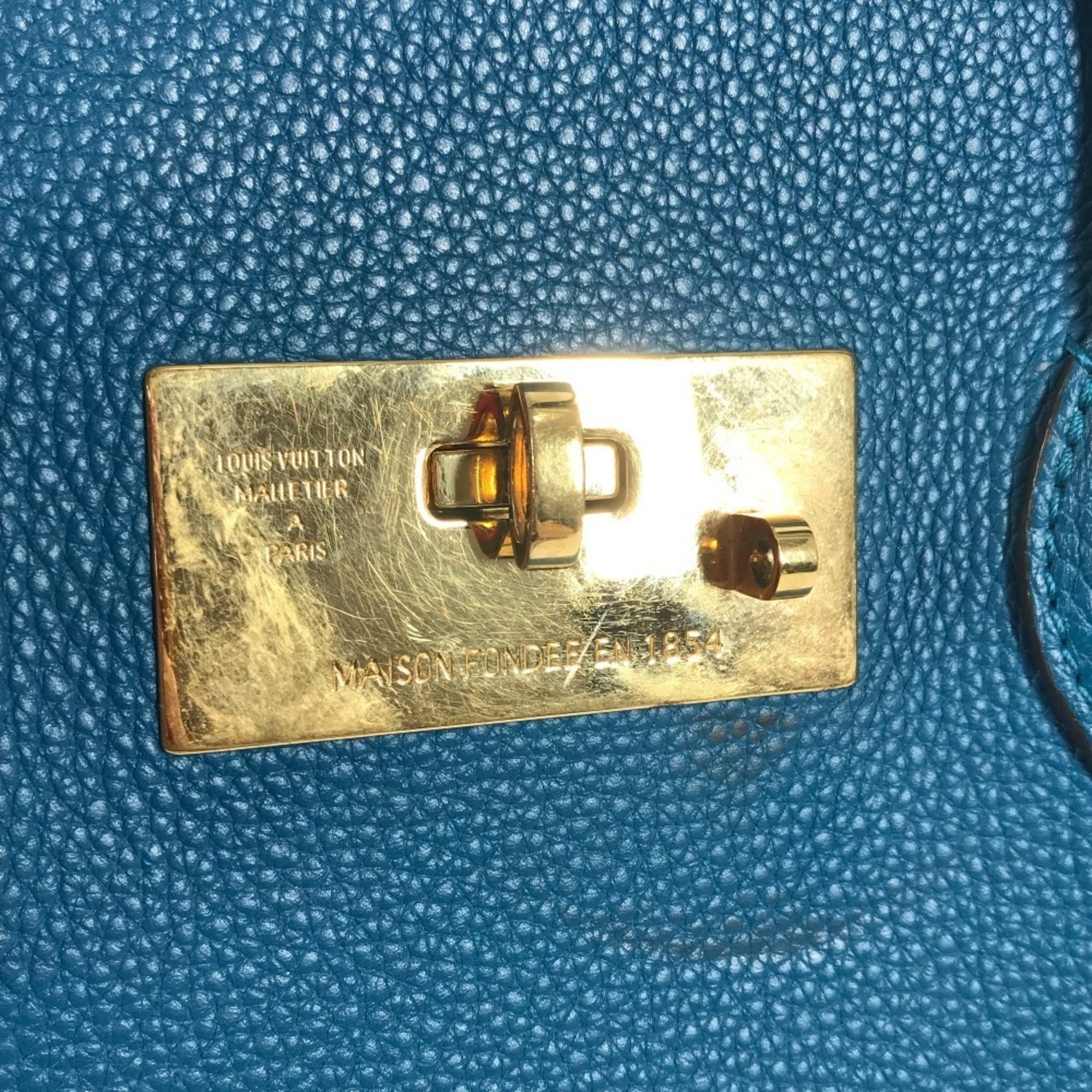 Louis Vuitton Blue Leather Shoulder Bag Tote Bag (Pre-Owned)