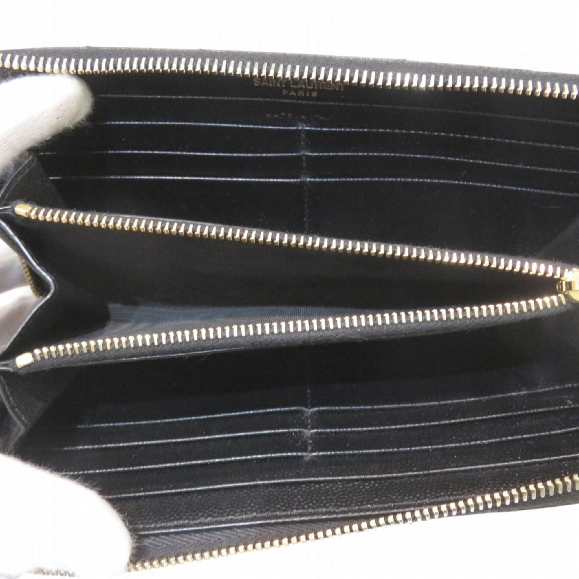 Yves Saint Laurent Black Leather Long Wallet (Bi-Fold) (Pre-Owned)