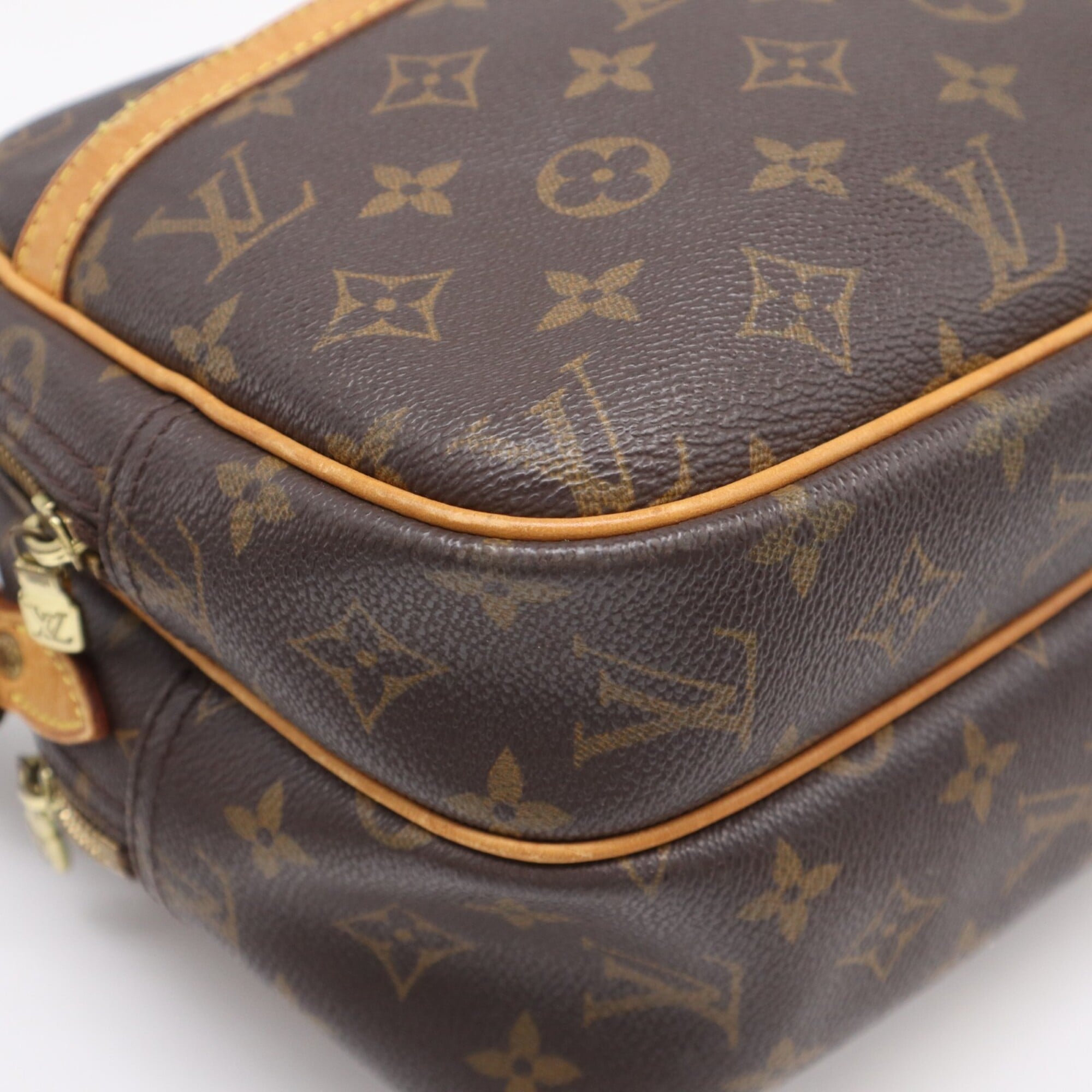 Louis Vuitton Monogram Beige Brown Coated Canvas Leather Shoulder Bag (Pre-Owned)
