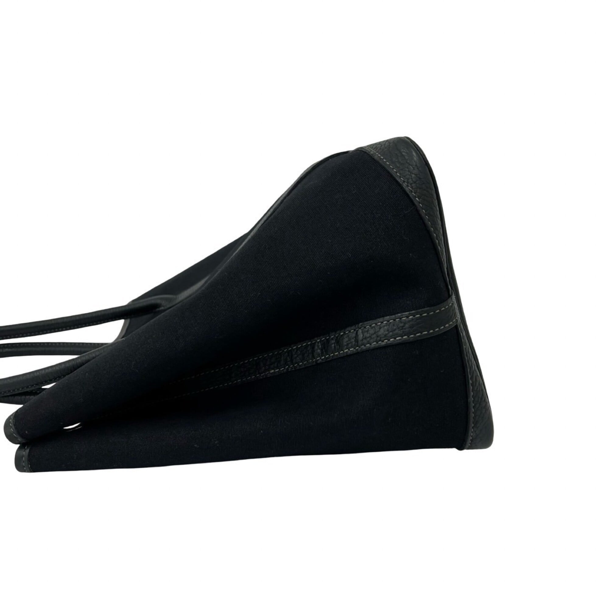 Hermes Black Toile H Buffalo Leather Shoulder Bag Tote Bag (Pre-Owned)