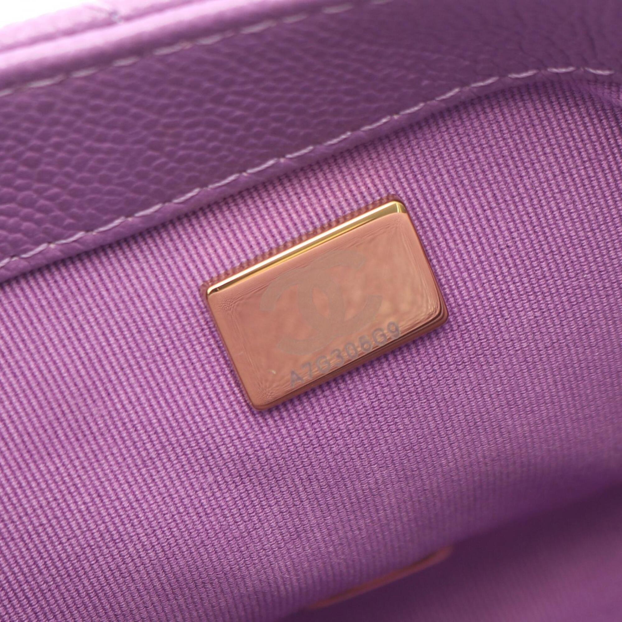 Chanel Purple Grained Calfskin Handbag Shoulder Bag (Pre-Owned)