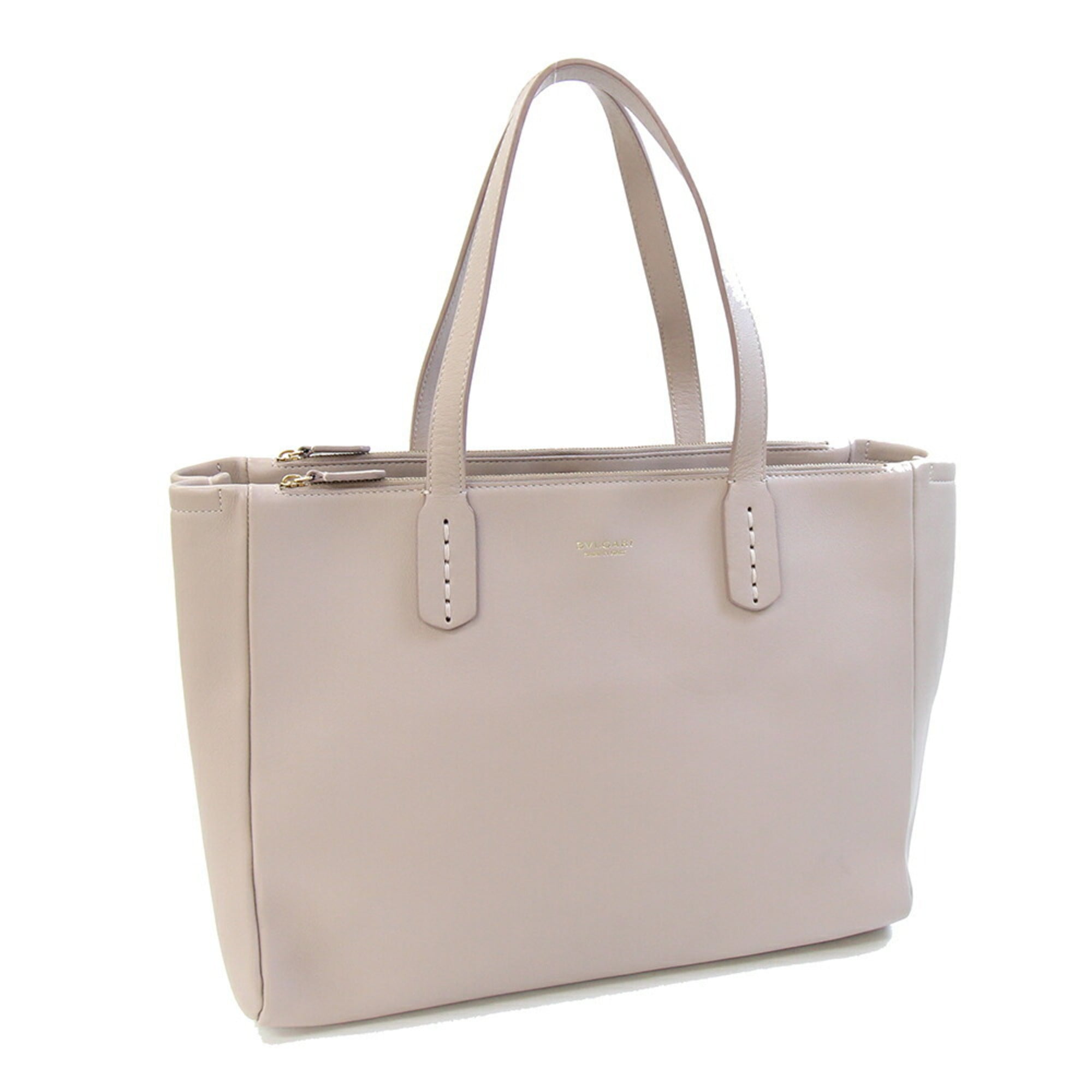 Bvlgari Beige Light Pink Leather Tote Bag (Pre-Owned)