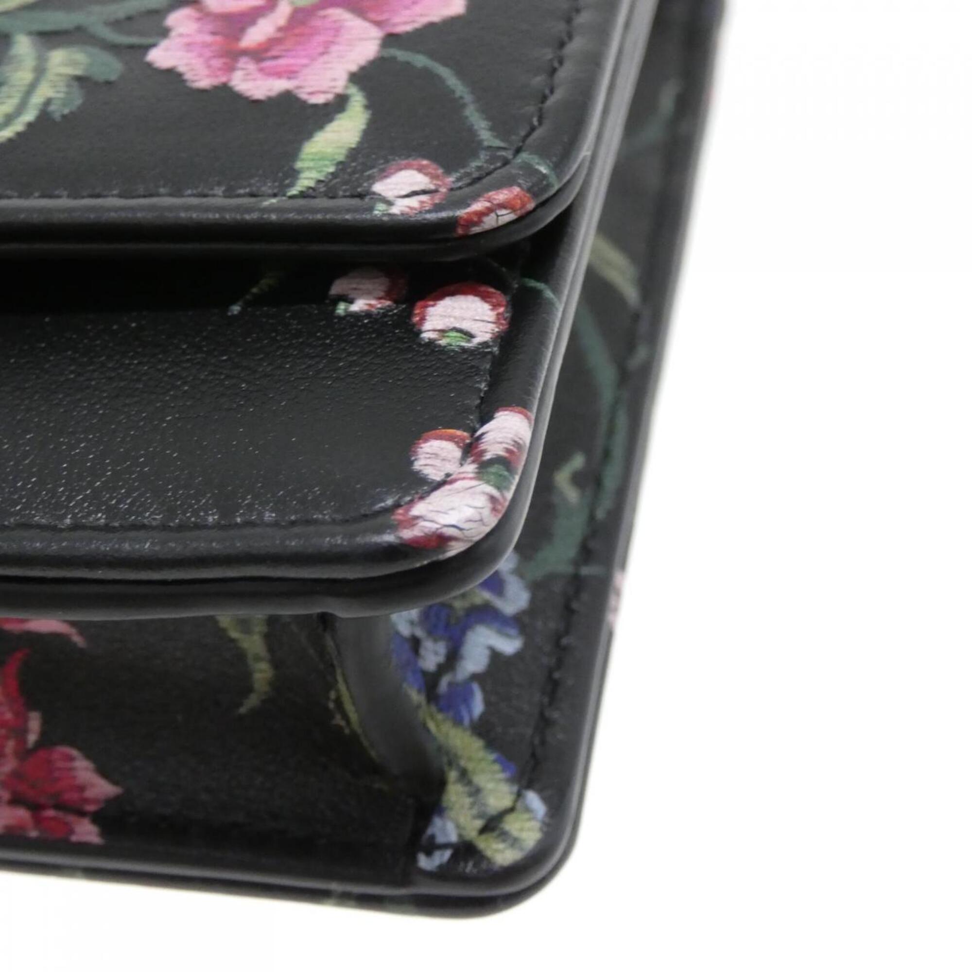 Christian Dior Black Multi-Color Leather Chain/Shoulder Wallet (Pre-Owned)