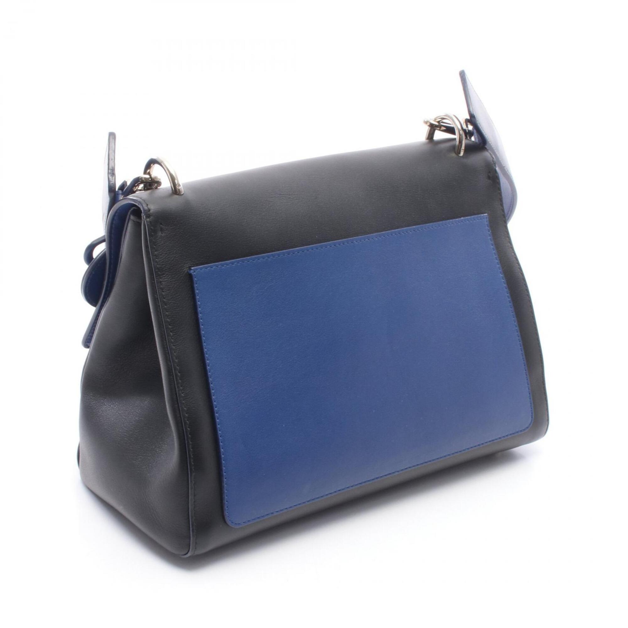 Christian Dior Black Blue Leather Handbag Shoulder Bag (Pre-Owned)