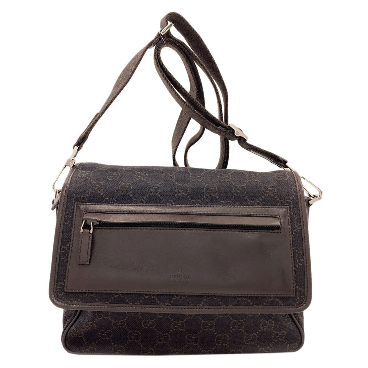 Gucci Dark Brown Canvas Shoulder Bag (Pre-Owned)