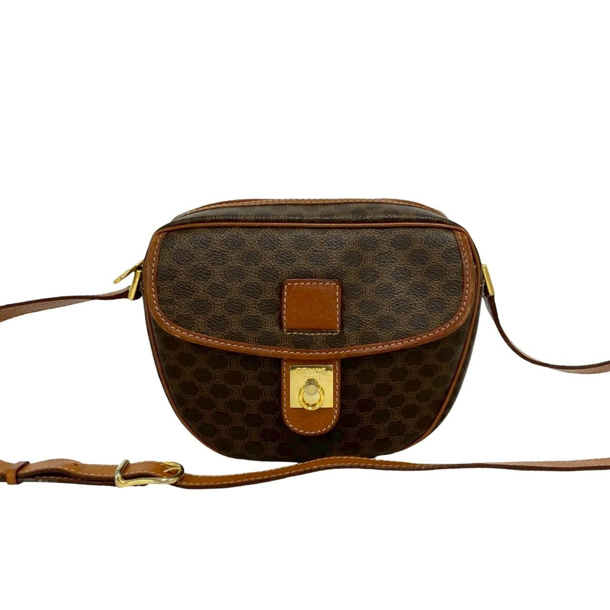 Celine Brown Leather Pvc Pochette Shoulder Bag (Pre-Owned)