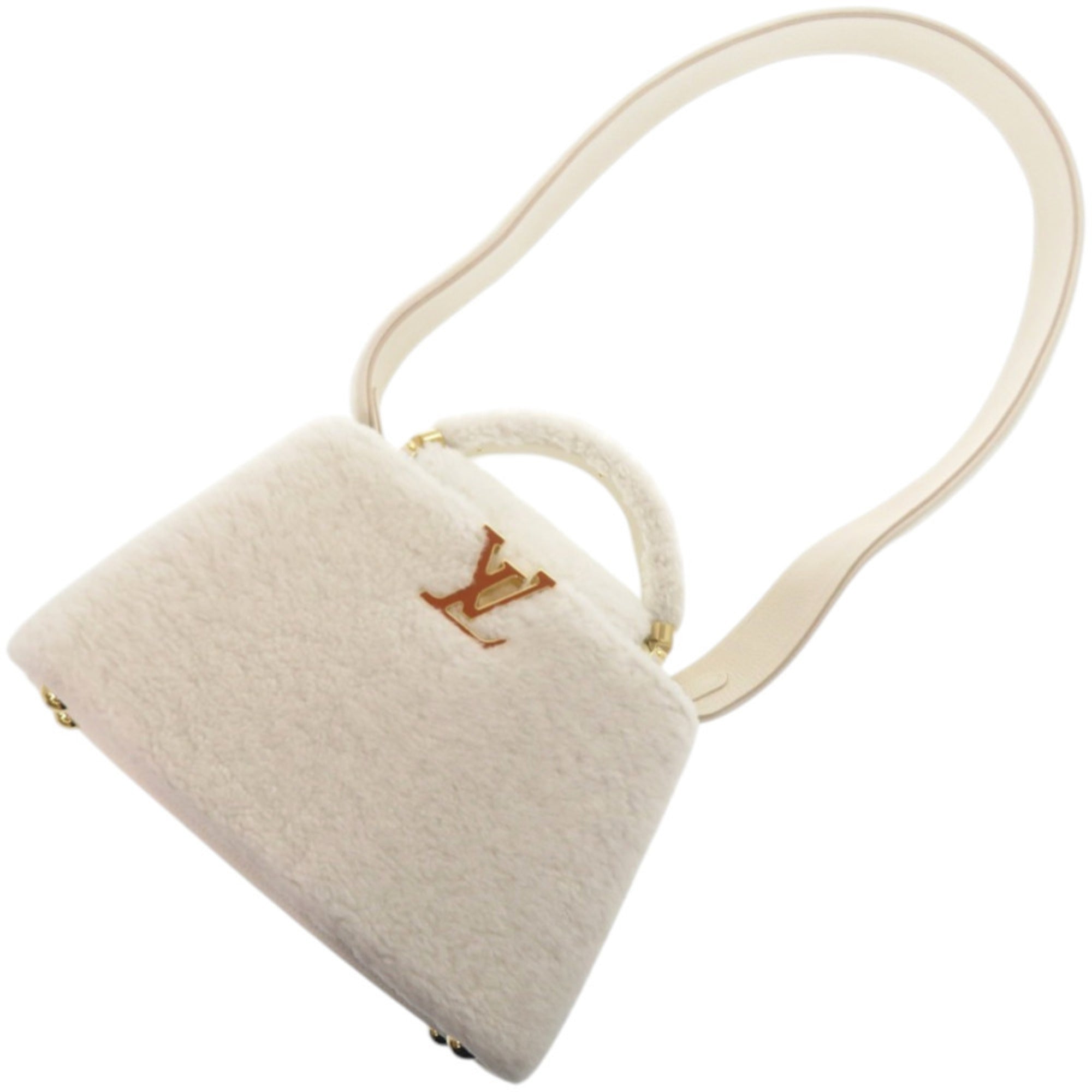 Louis Vuitton Brown White Fur Leather Handbag (Pre-Owned)