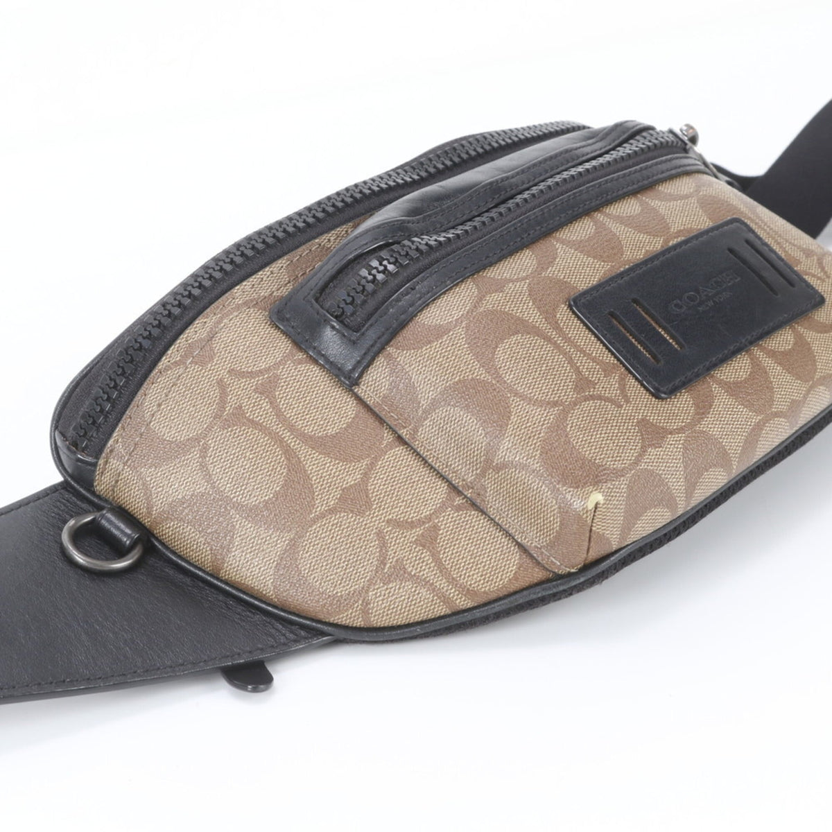 Coach Brown Leather Coated Canvas Pouch Shoulder Bag Sling Bag (Pre-Owned)