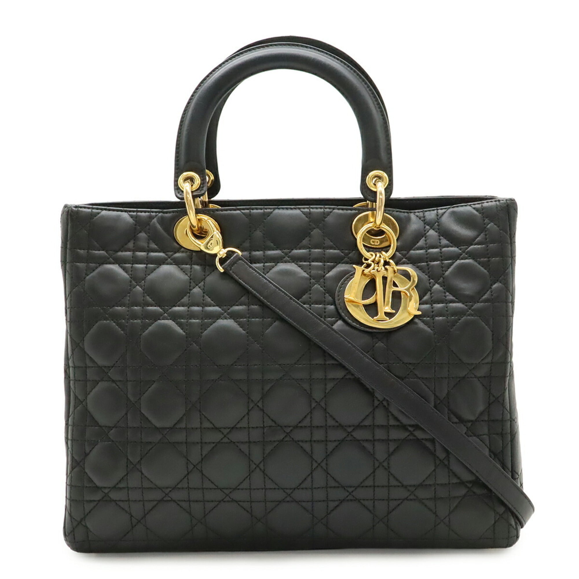 Christian Dior Black Leather Handbag Shoulder Bag (Pre-Owned)