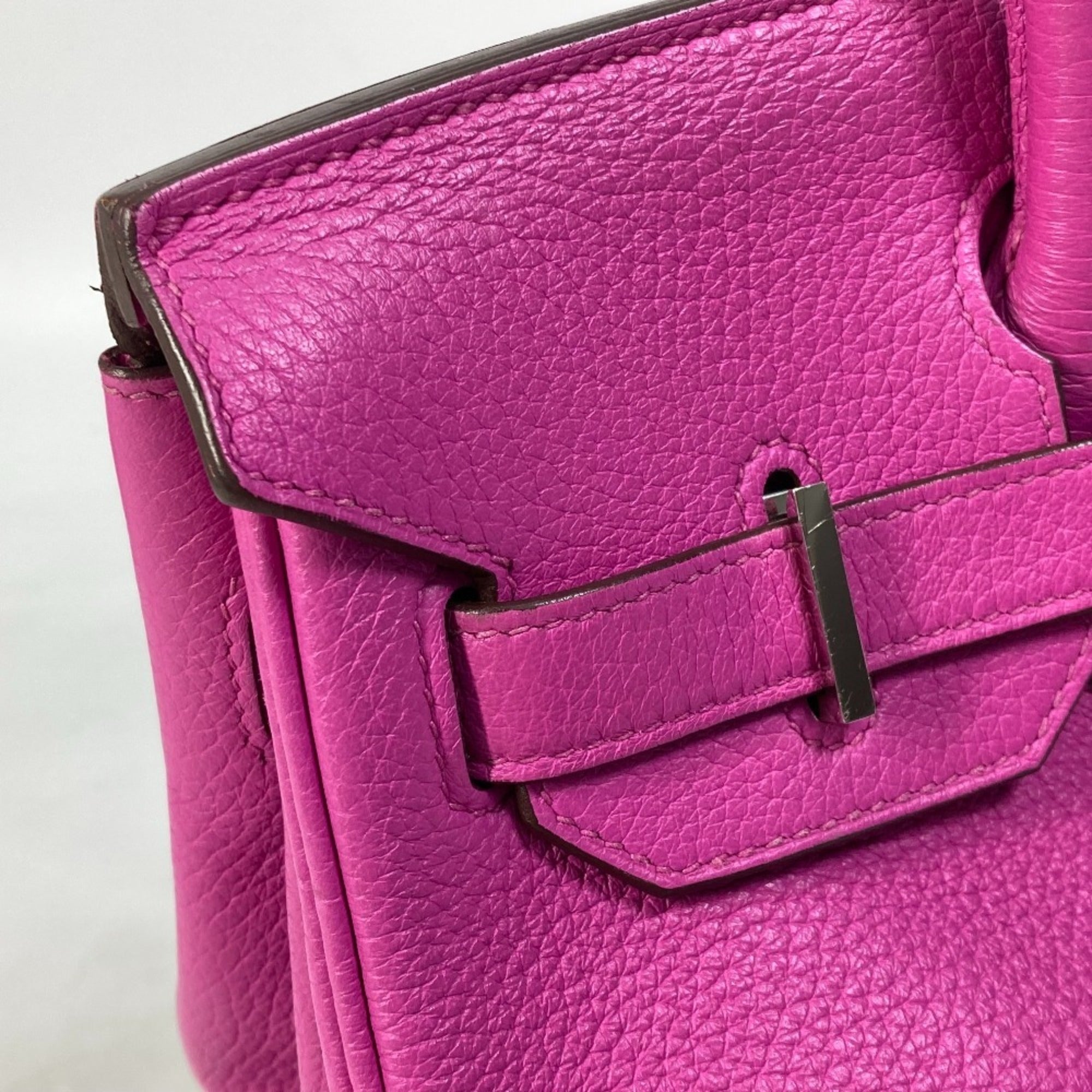Hermes Birkin Pink Taurillon Clemence Leather Handbag Tote Bag (Pre-Owned)