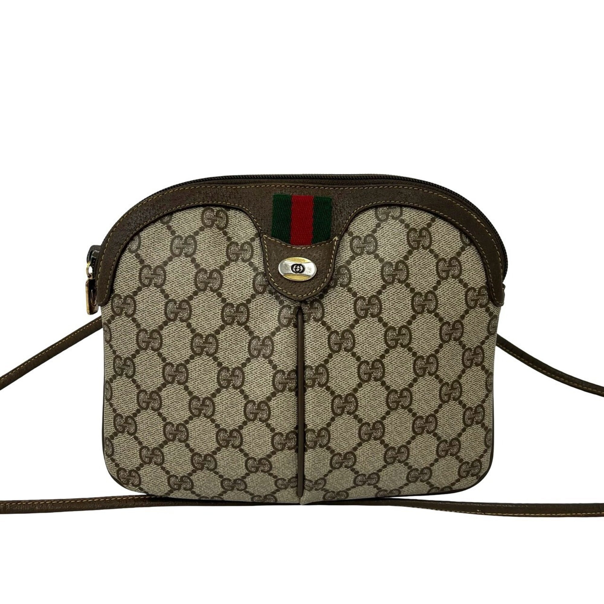 Gucci Brown Green Red Color Leather Pvc Pochette Shoulder Bag (Pre-Owned)
