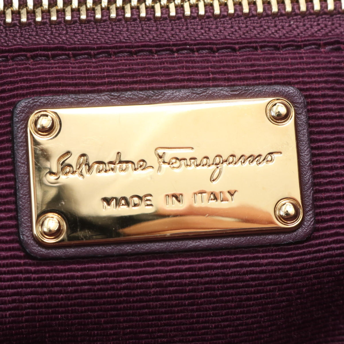Salvatore Ferragamo Purple Leather Canvas Handbag Shoulder Bag Tote Bag (Pre-Owned)