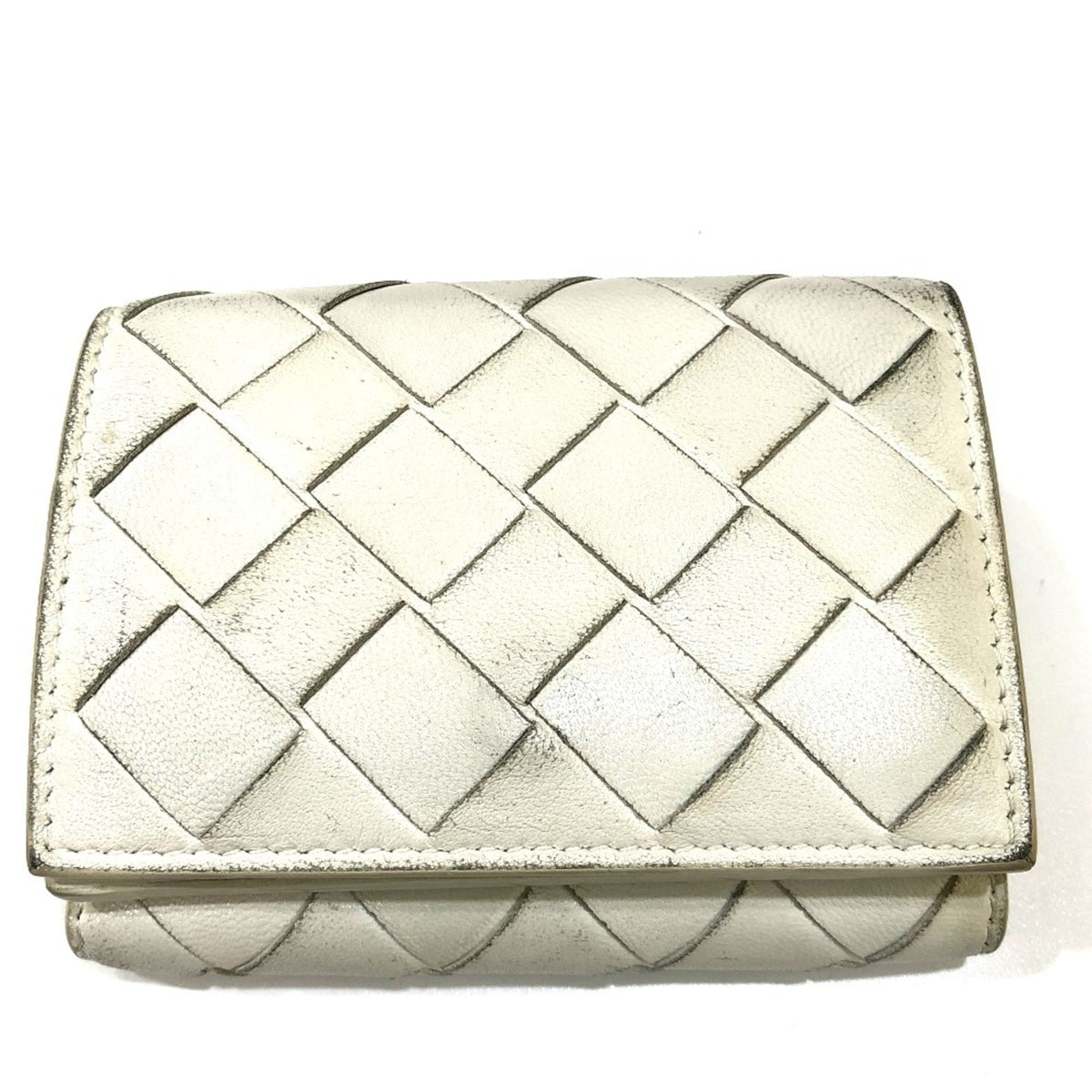 Bottega Veneta White Leather Wallet (Tri-Fold) (Pre-Owned)