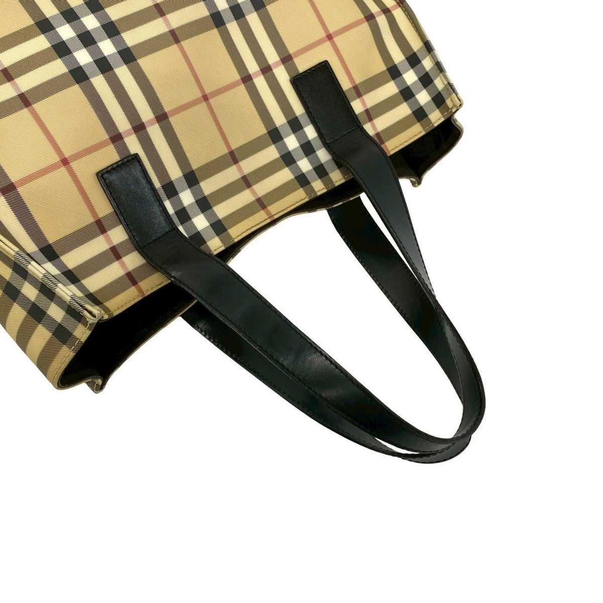 Burberry Beige Black Pvc Leather Handbag Tote Bag (Pre-Owned)