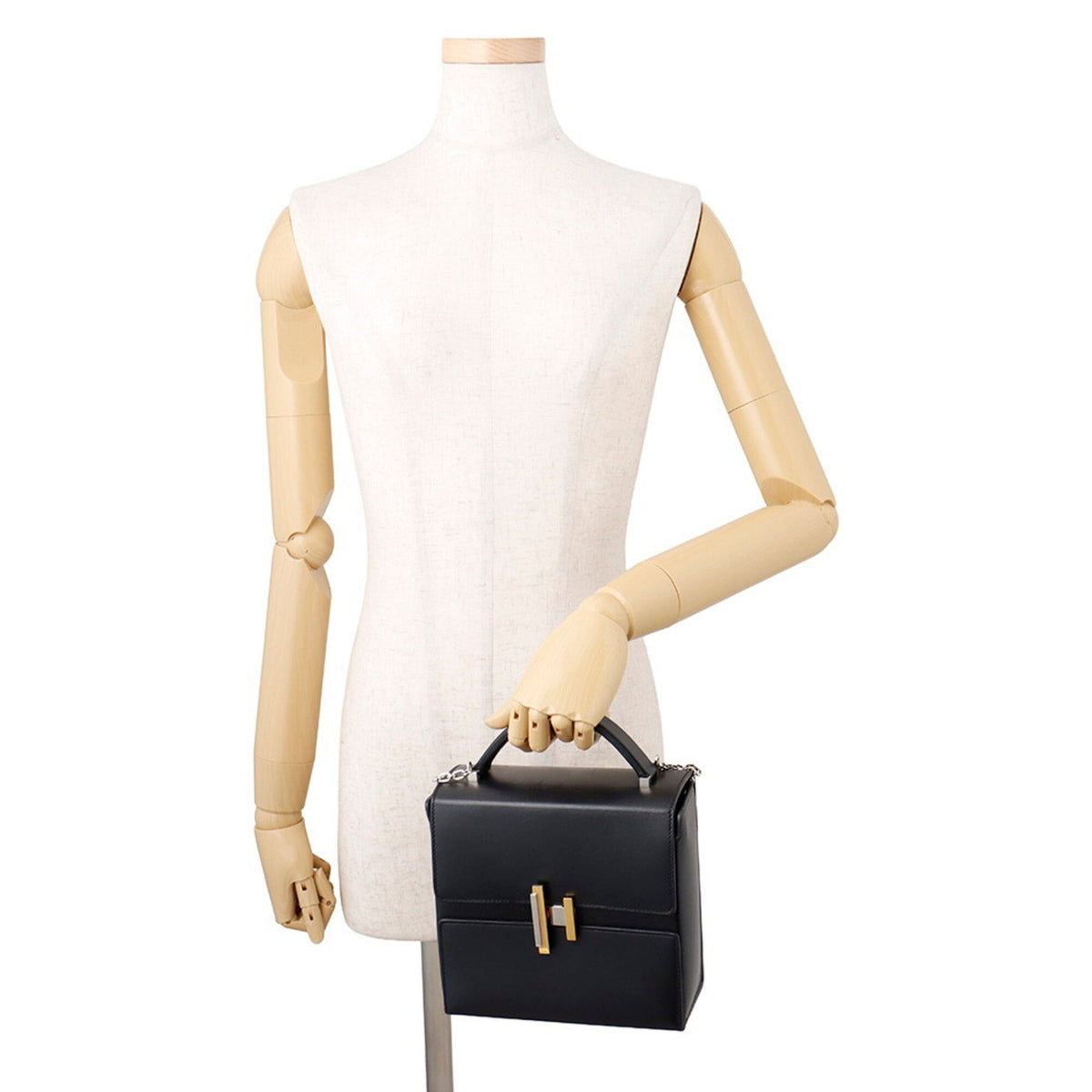 Hermes Black Tadelakt Leather Handbag (Pre-Owned)