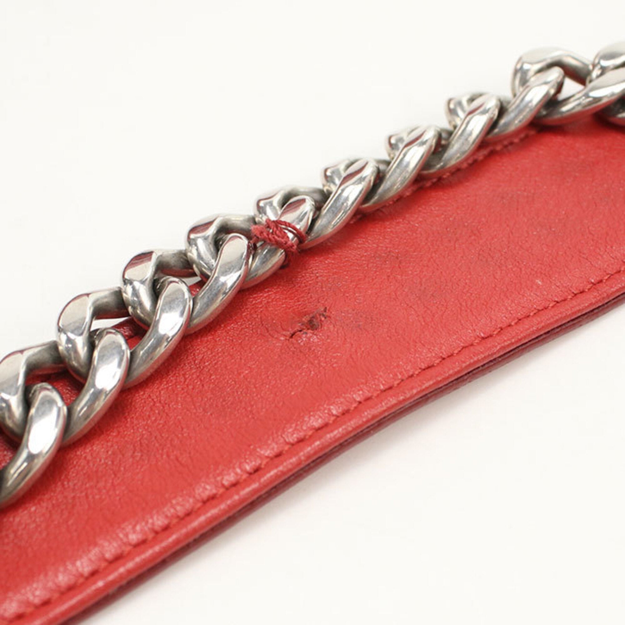 Prada Red Color Leather Shoulder Bag (Pre-Owned)