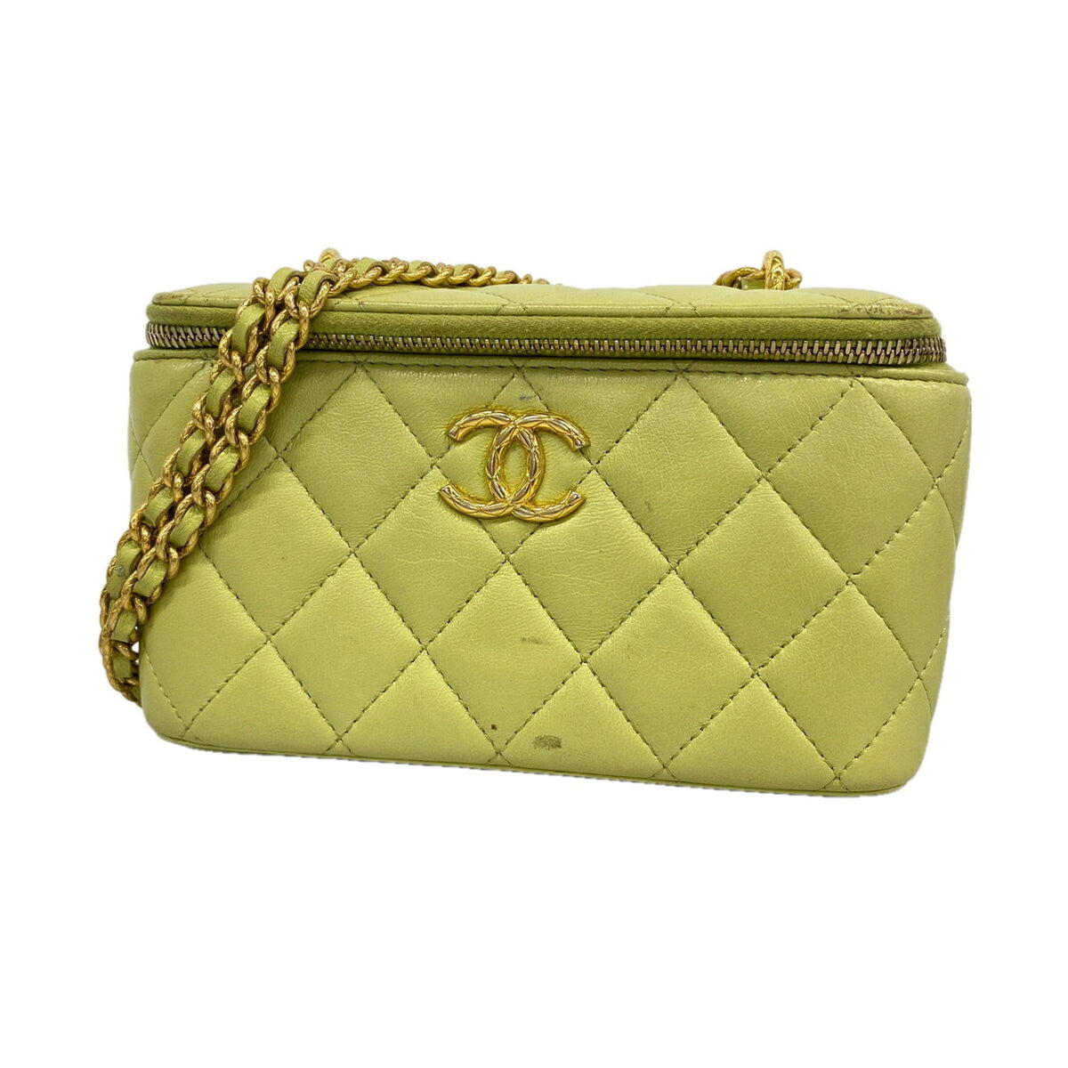 Chanel Lime Green Leather Shoulder Bag (Pre-Owned)