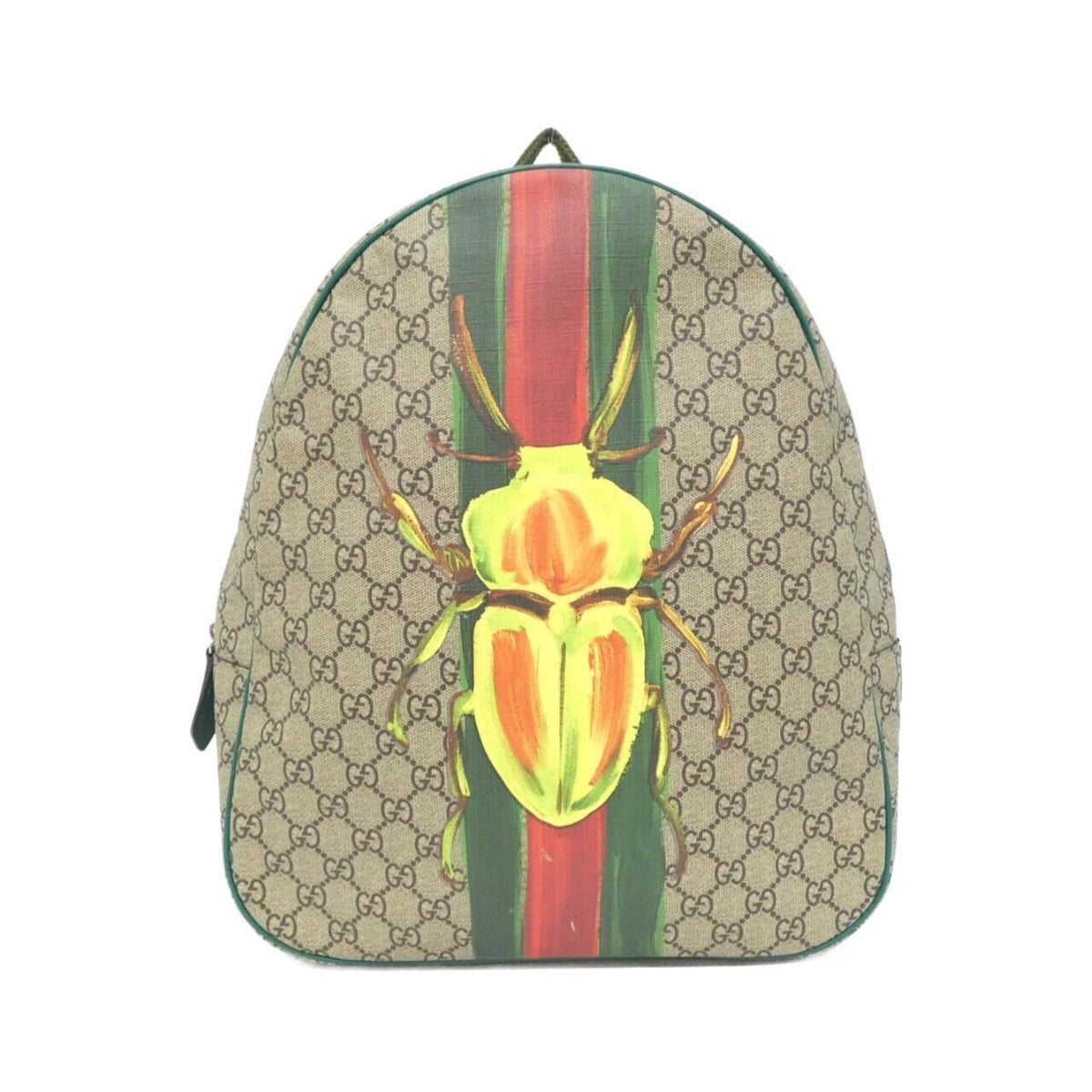 Gucci Beige Green Multi-Color Gg Supreme Backpack (Pre-Owned)