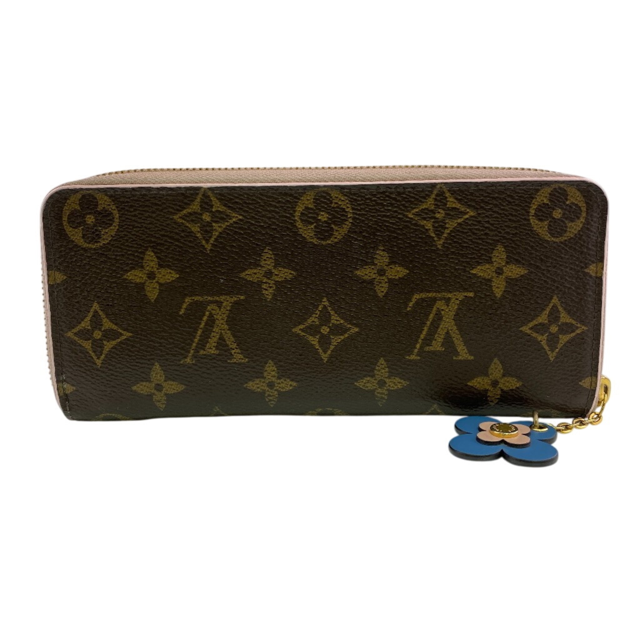 Louis Vuitton Monogram Blue Pink Leather Long Wallet (Bi-Fold) (Pre-Owned)