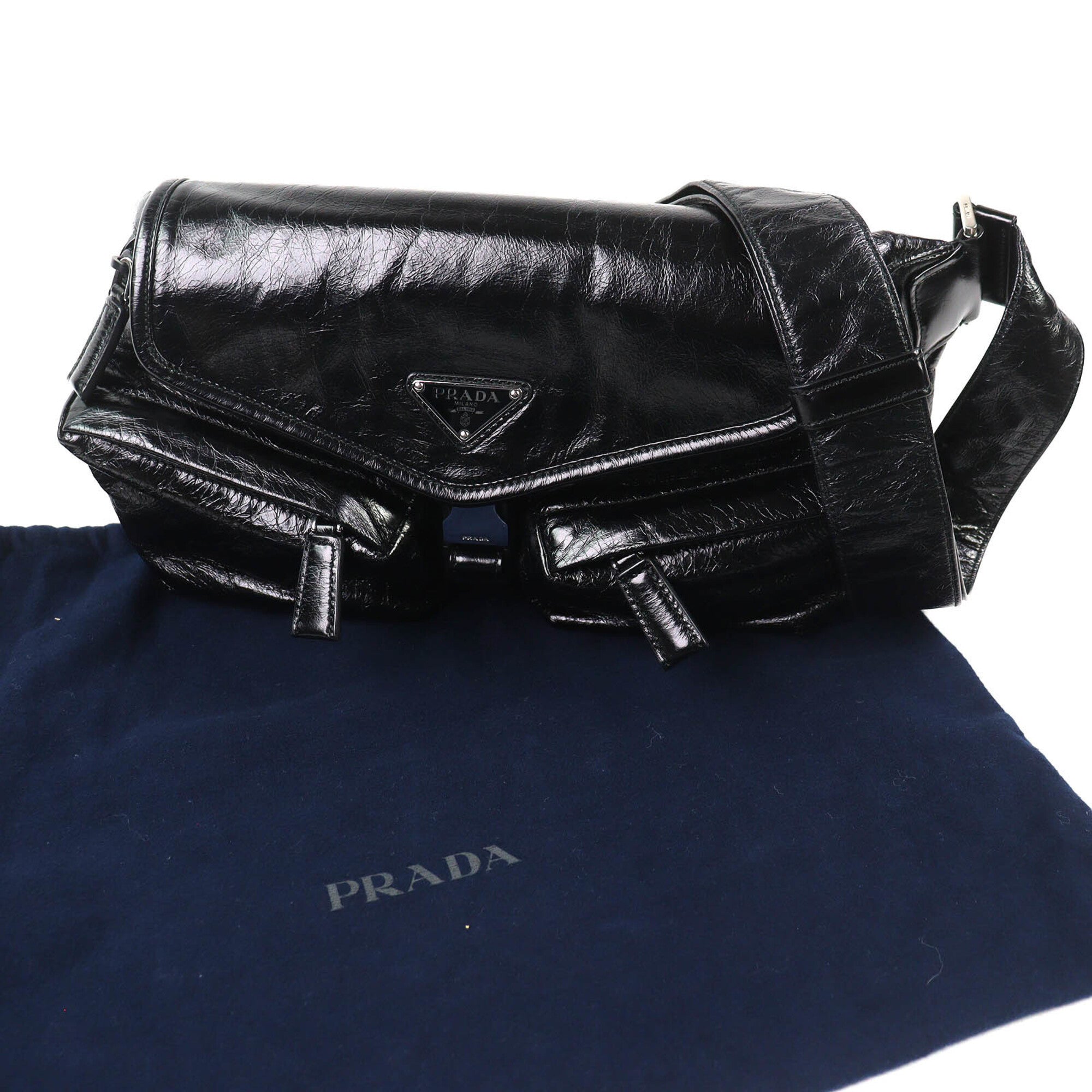 Prada Black Leather Shoulder Bag Sling Bag (Pre-Owned)