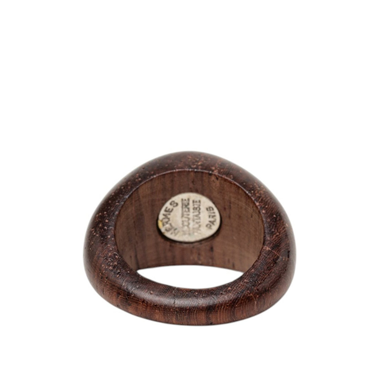 Hermes Silver Brown Metal Wood Band Ring (Pre-Owned)