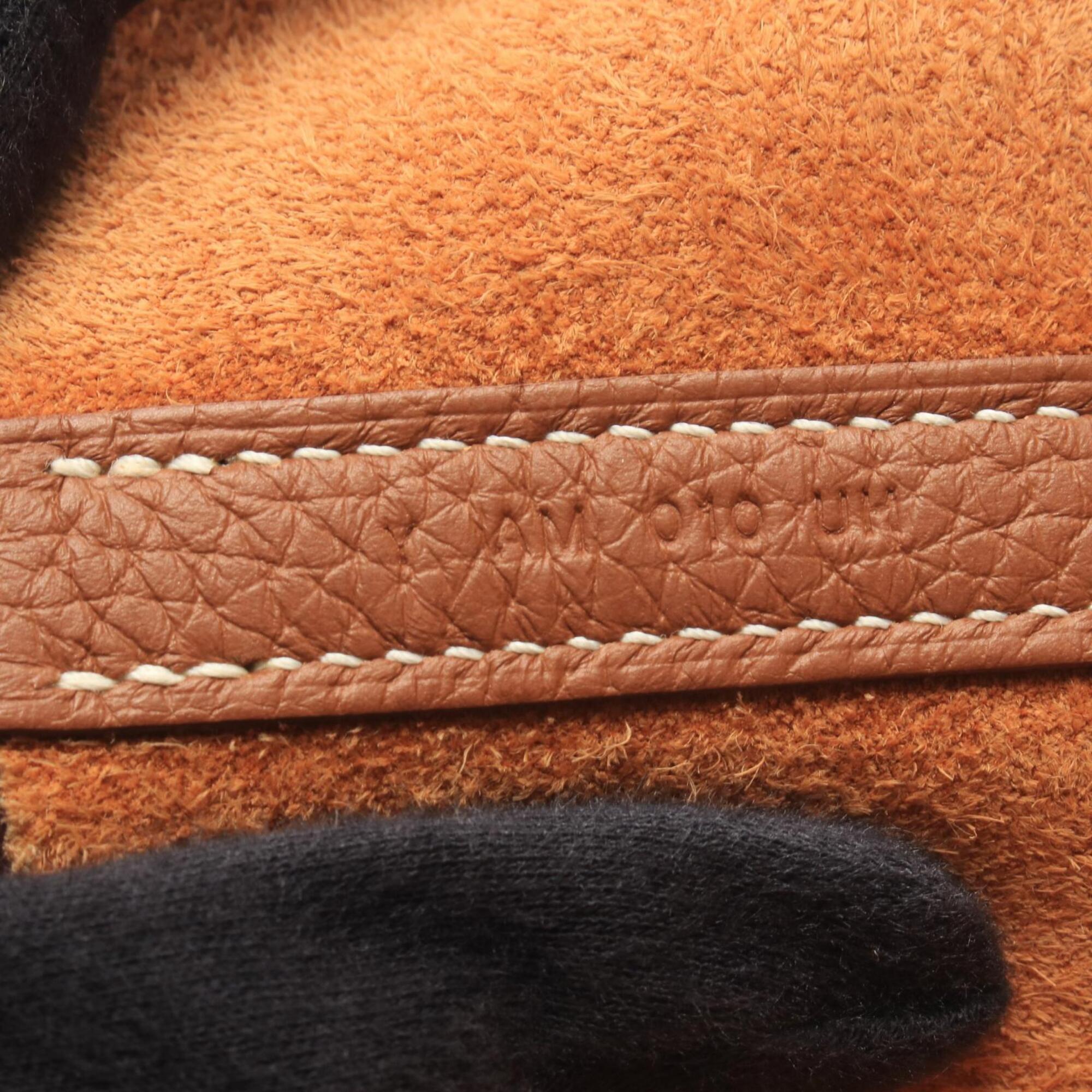 Hermes Brown Gold Brown White Taurillon Clemence Leather Handbag (Pre-Owned)