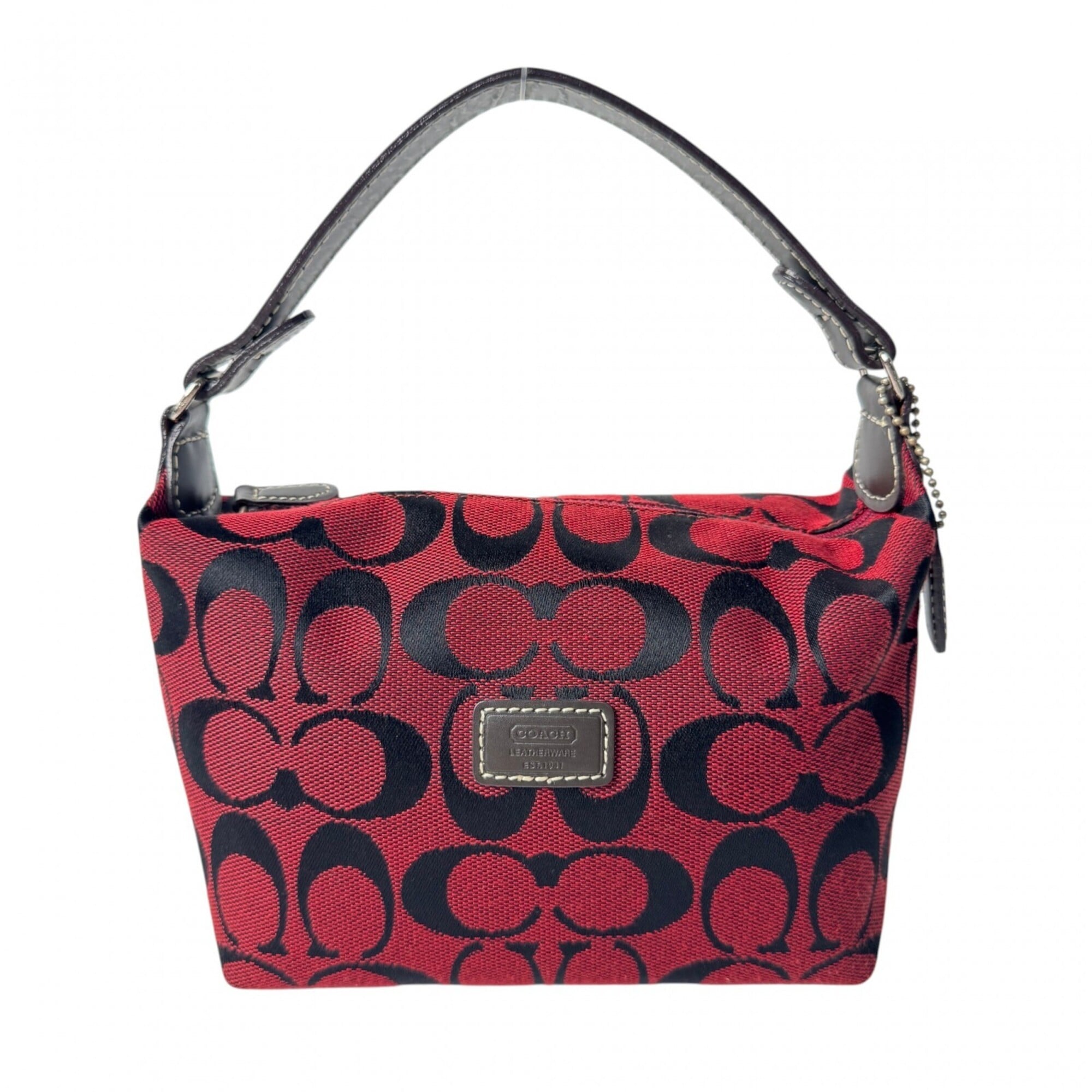 Coach Red Color Canvas Handbag Pouch (Pre-Owned)