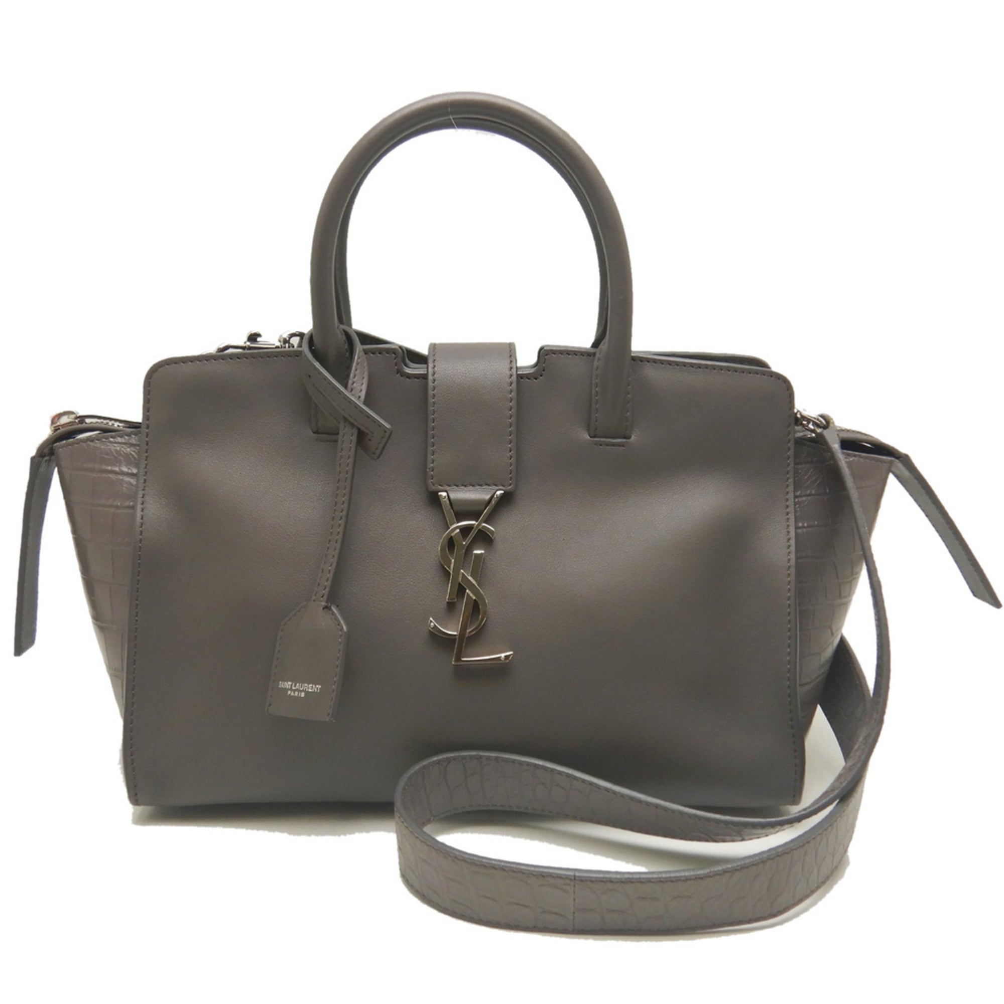 Yves Saint Laurent Gray Yellow Leather Handbag (Pre-Owned)