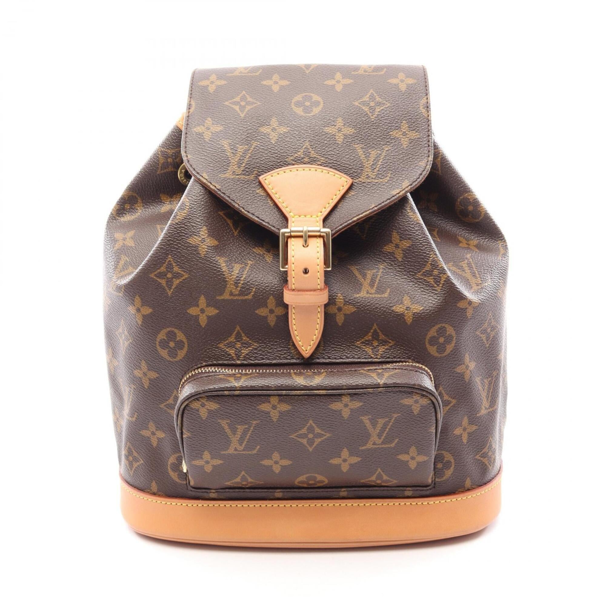 Louis Vuitton Brown Coated Canvas Leather Backpack Handbag (Pre-Owned)