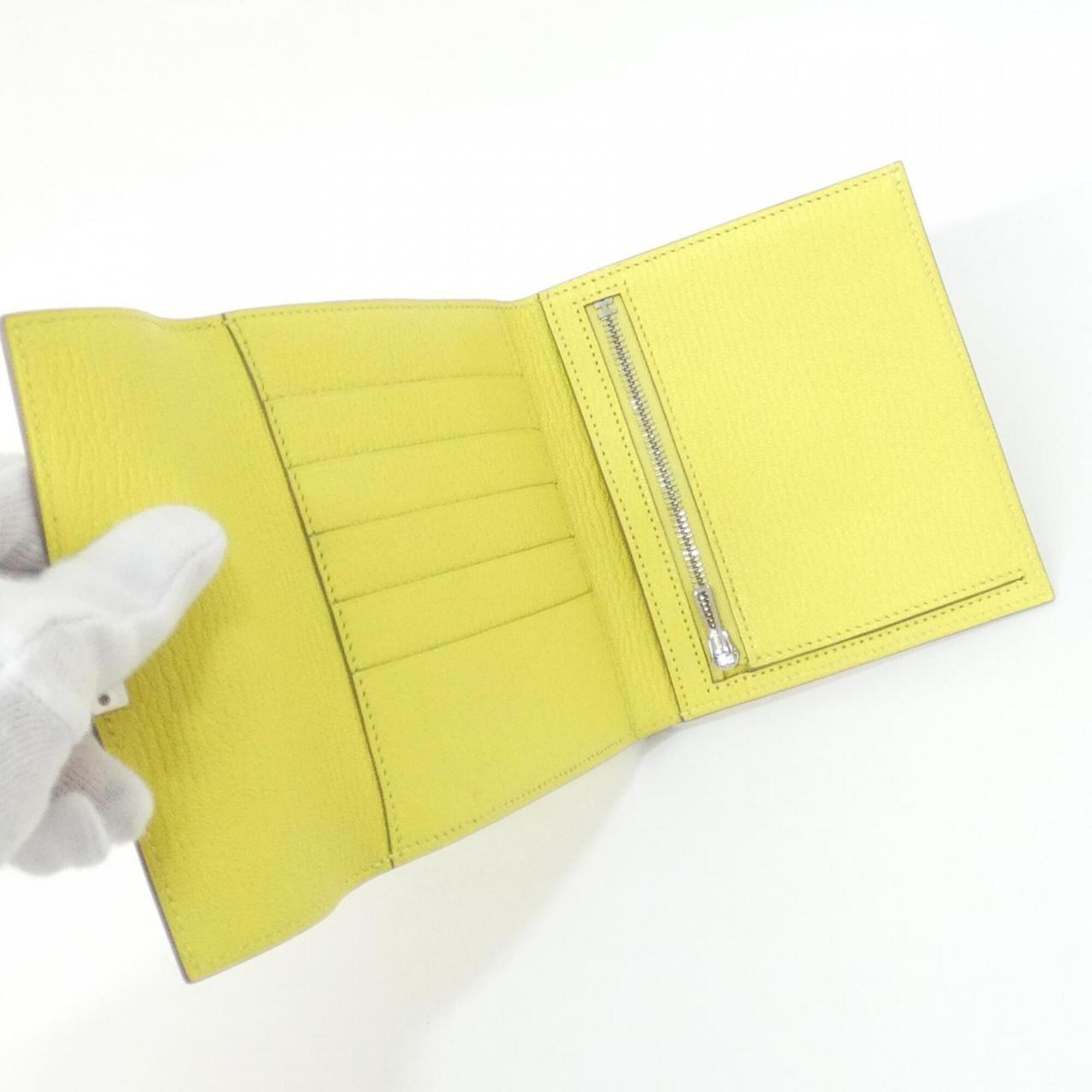 Hermes Lime Chevre Leather Wallet (Tri-Fold) (Pre-Owned)