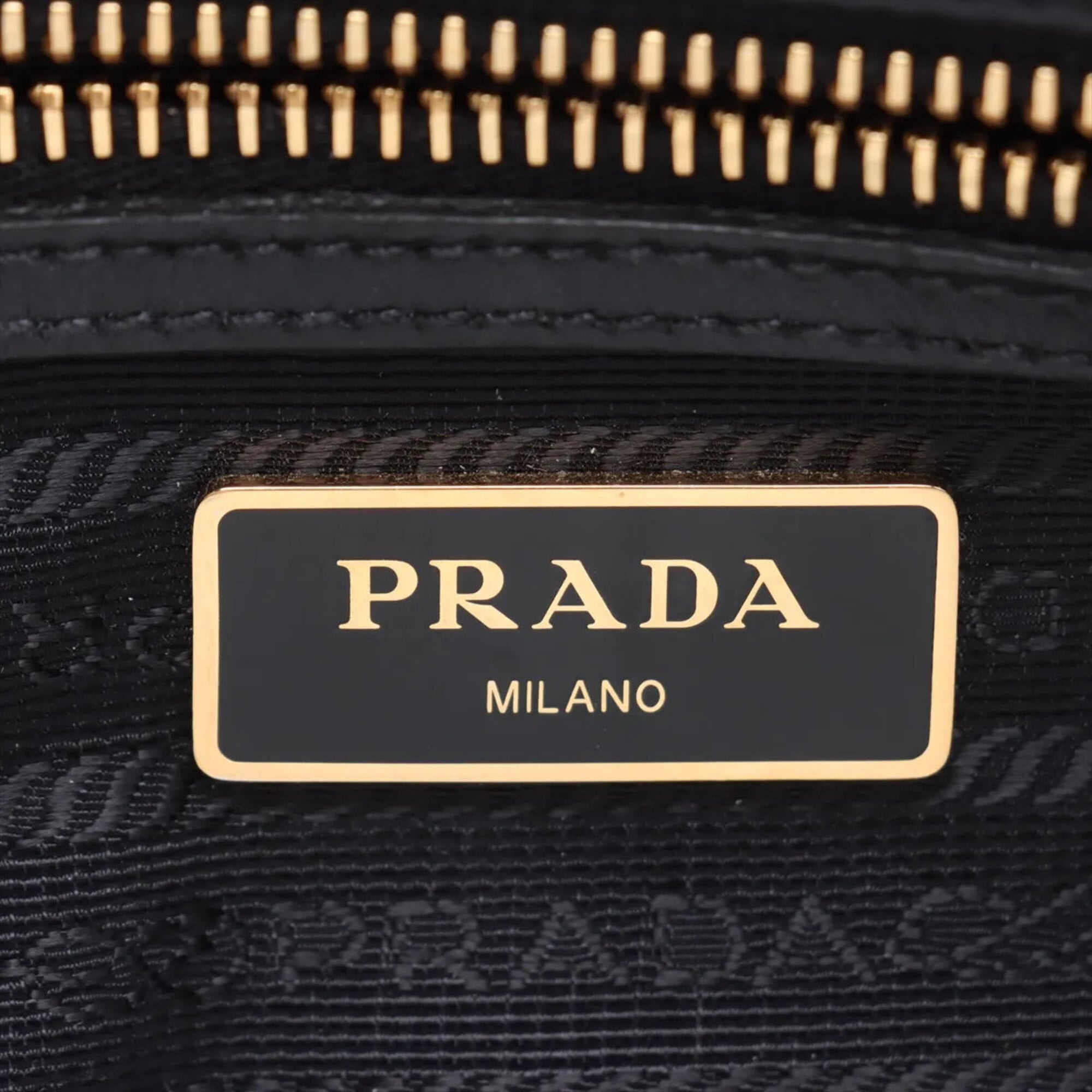 Prada Black Leather Canvas Shoulder Bag (Pre-Owned)