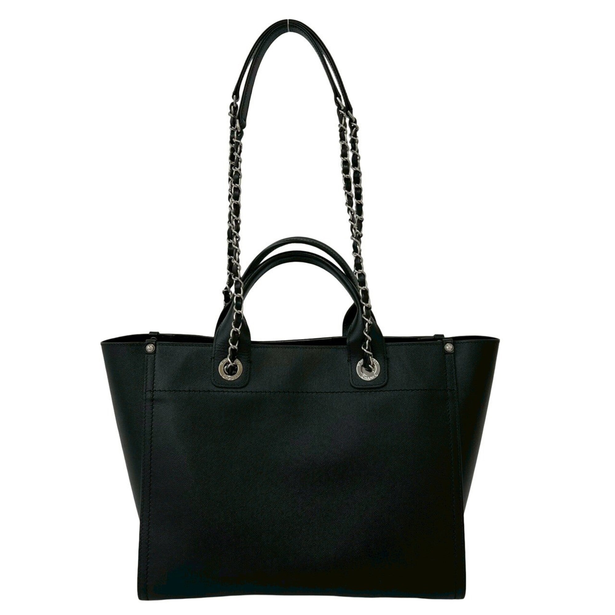 Chanel Black Grained Calfskin Handbag Tote Bag (Pre-Owned)