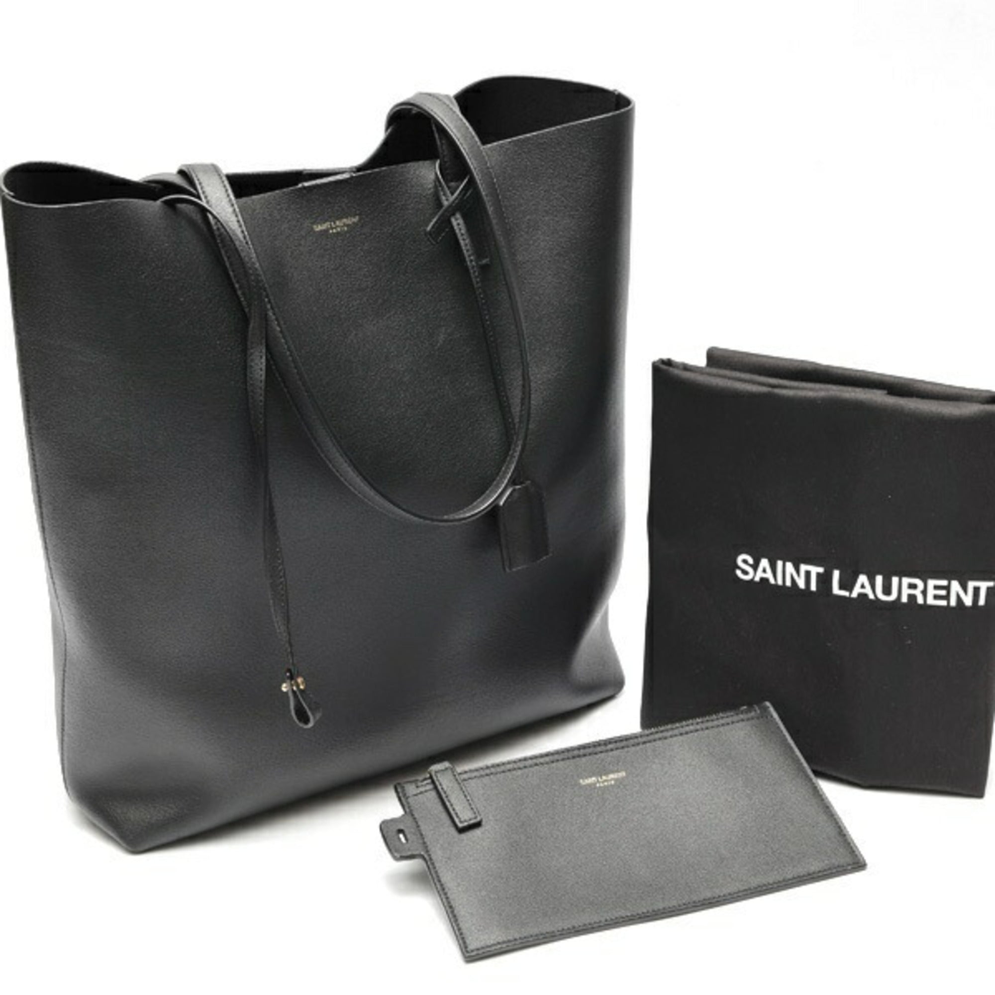 Saint Laurent Black Leather Shopping Bag Tote Bag (Pre-Owned)
