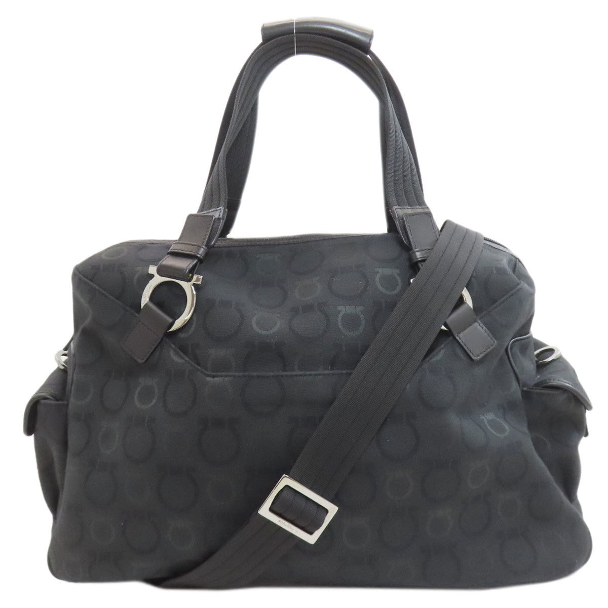 Salvatore Ferragamo Black Canvas Boston Bag (Pre-Owned)