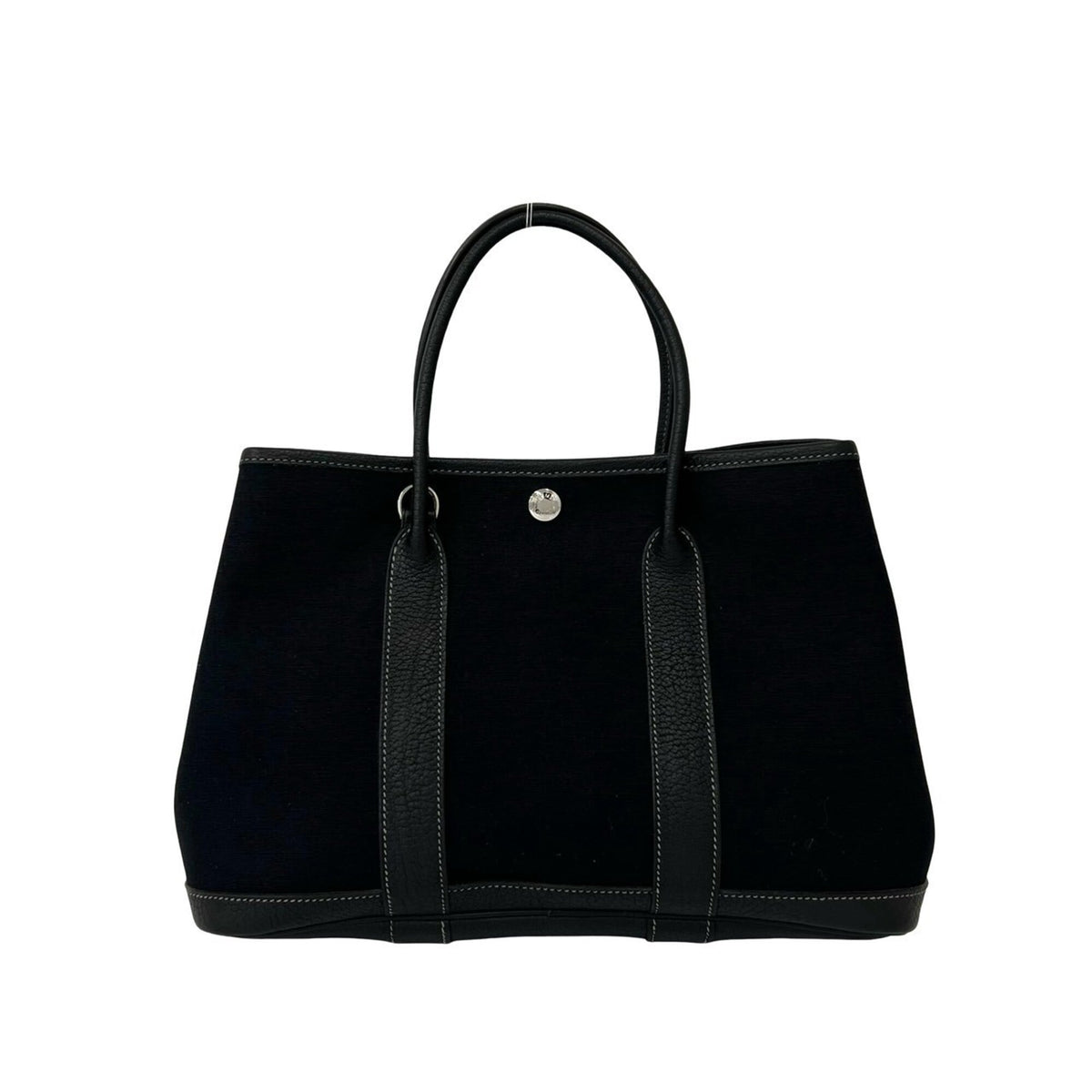 Hermes Black Toile Officier Buffalo Leather Shoulder Bag (Pre-Owned)