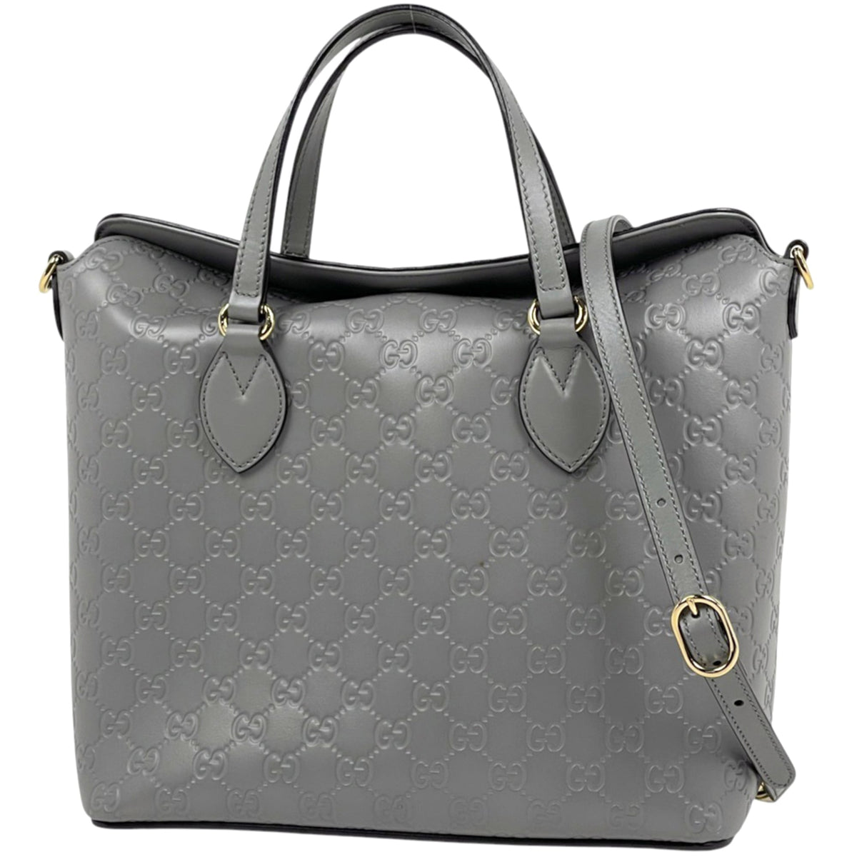Gucci Guccissima Gray Gg Leather Handbag (Pre-Owned)
