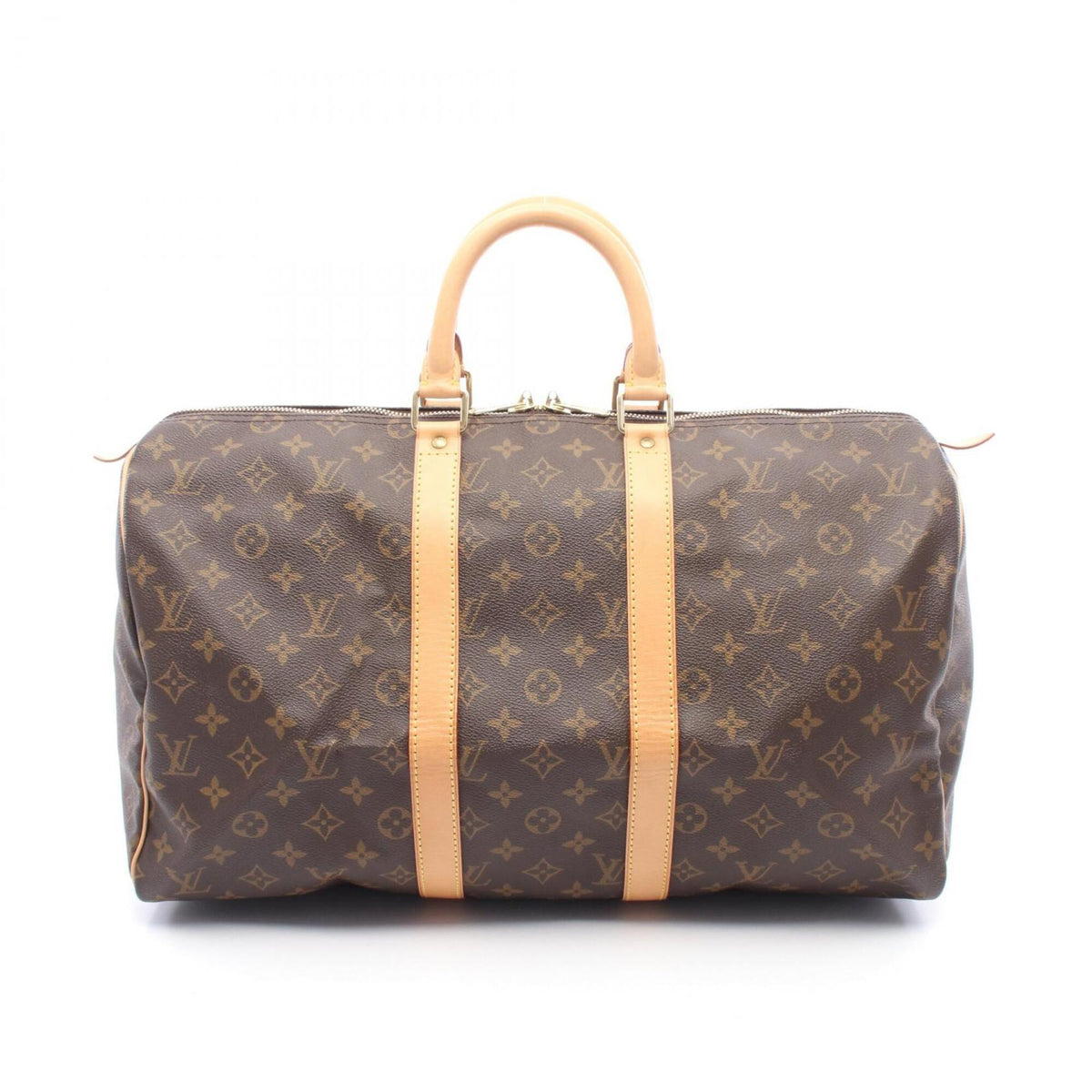 Louis Vuitton Brown Pvc Coated Canvas Leather Boston Bag (Pre-Owned)