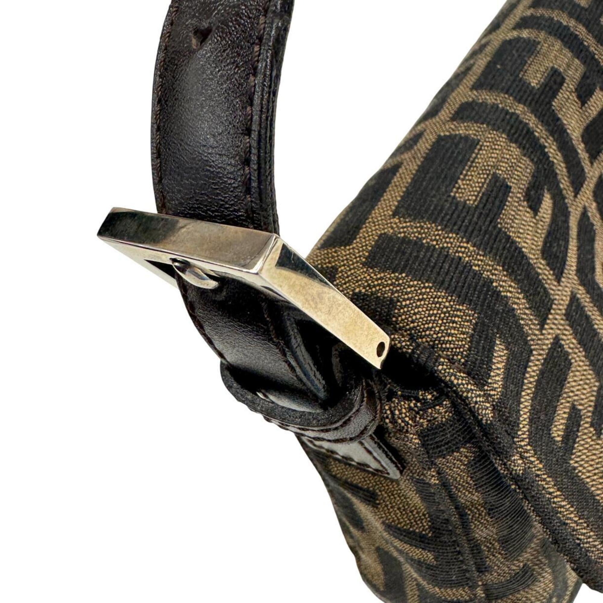 Fendi Brown Canvas Leather Handbag Pouch (Pre-Owned)