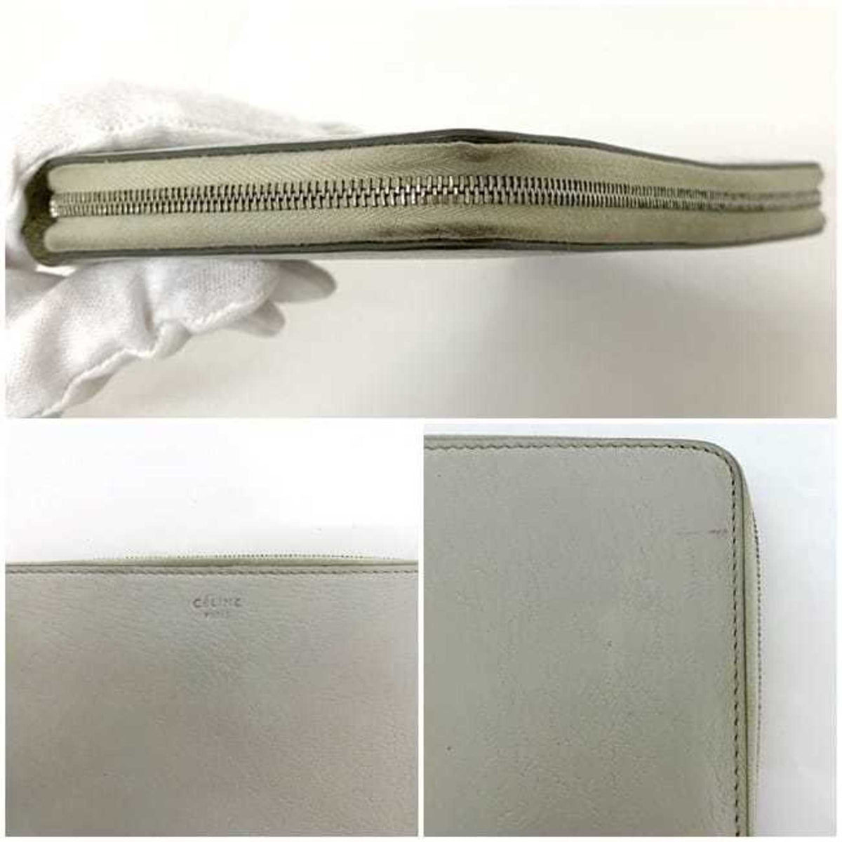Celine Gray Leather Long Wallet (Bi-Fold) (Pre-Owned)