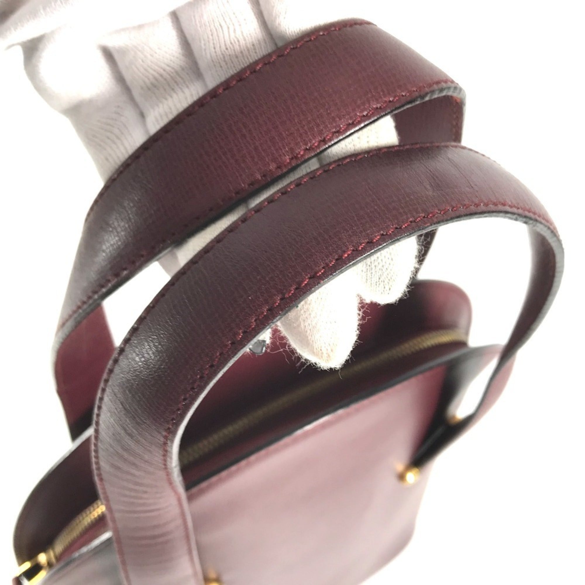 Cartier Bordeaux Leather Handbag Shoulder Bag Tote Bag (Pre-Owned)
