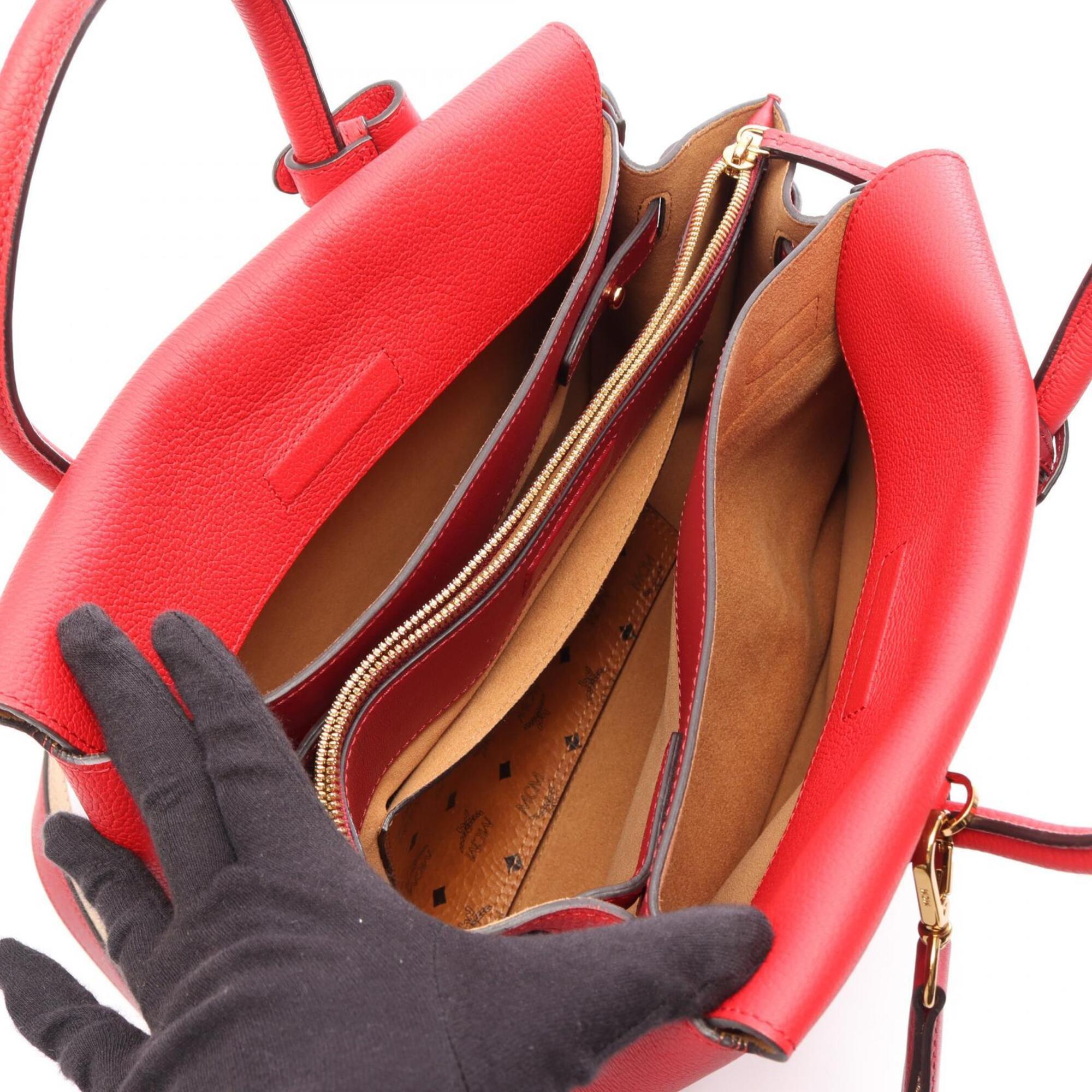 Mcm Red Color Leather Handbag (Pre-Owned)