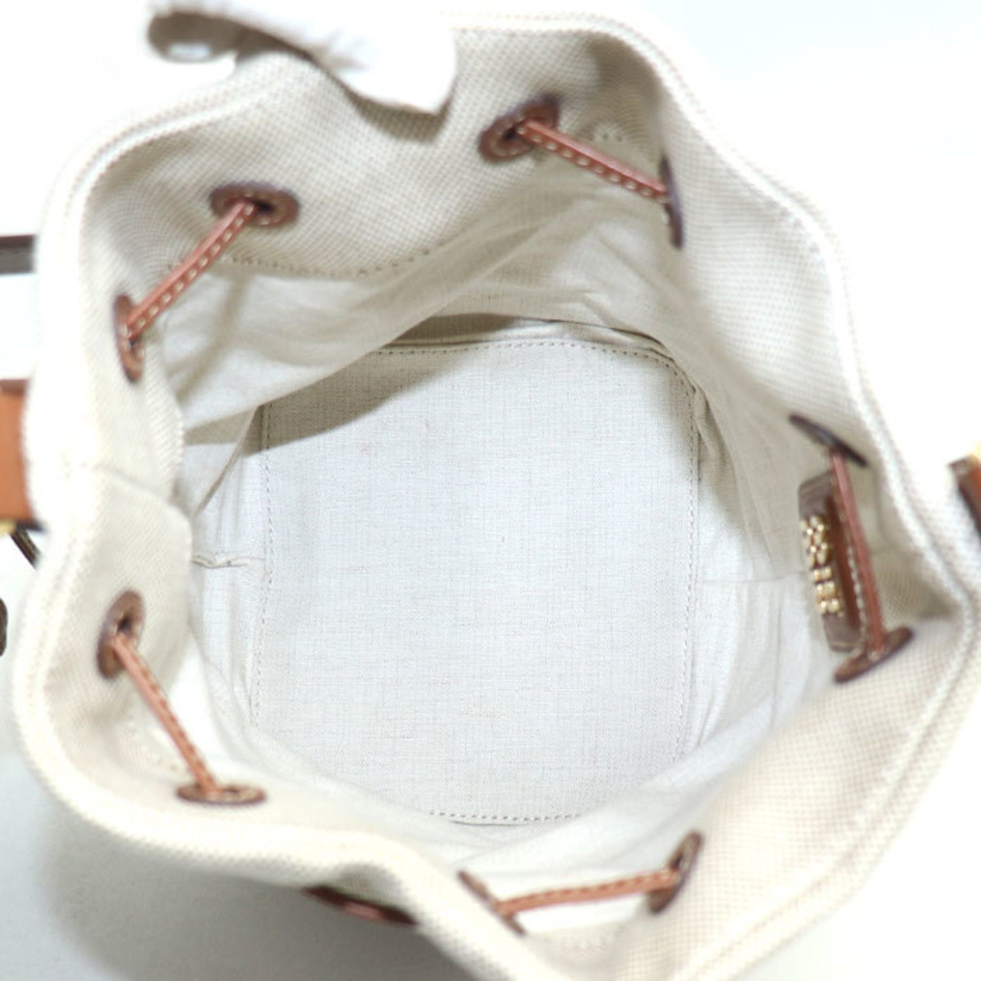 Miu Miu Beige Brown Canvas Leather Baguette Bag Shoulder Bag (Pre-Owned)